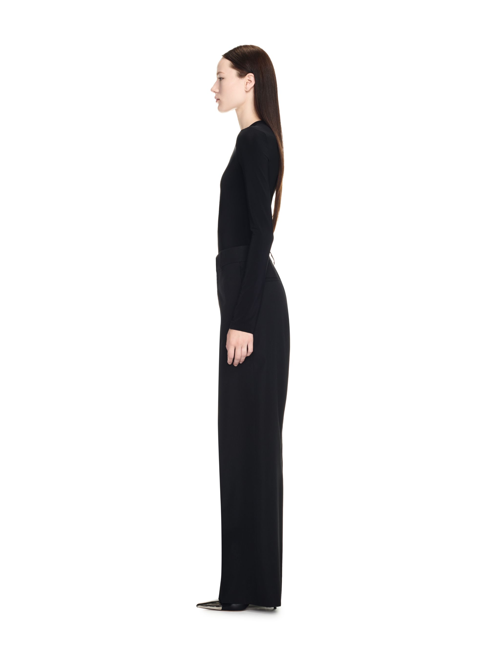 Off-white Fitted Long Sleeve Ribbed Crop T-shirt In Black