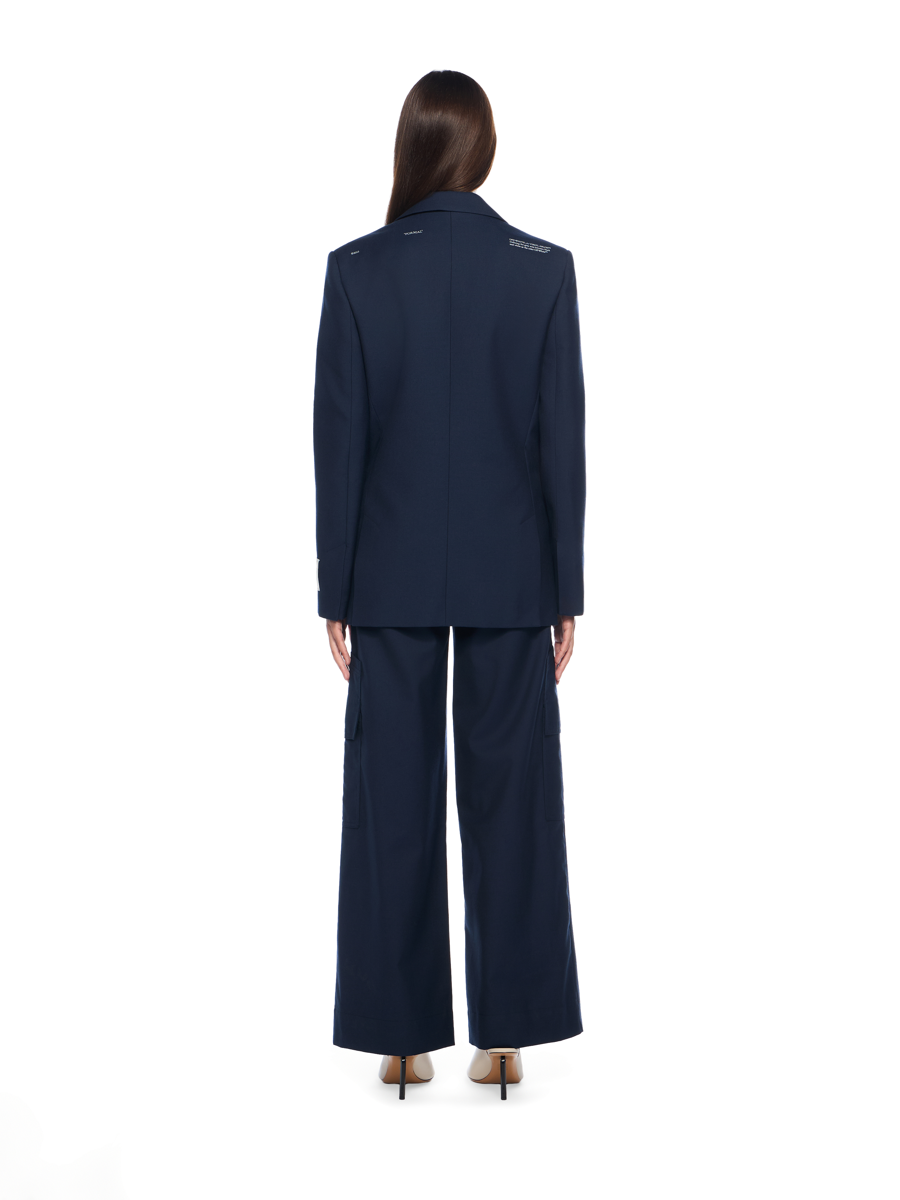 Off-white Logo-patch Single-breasted Blazer In Blue