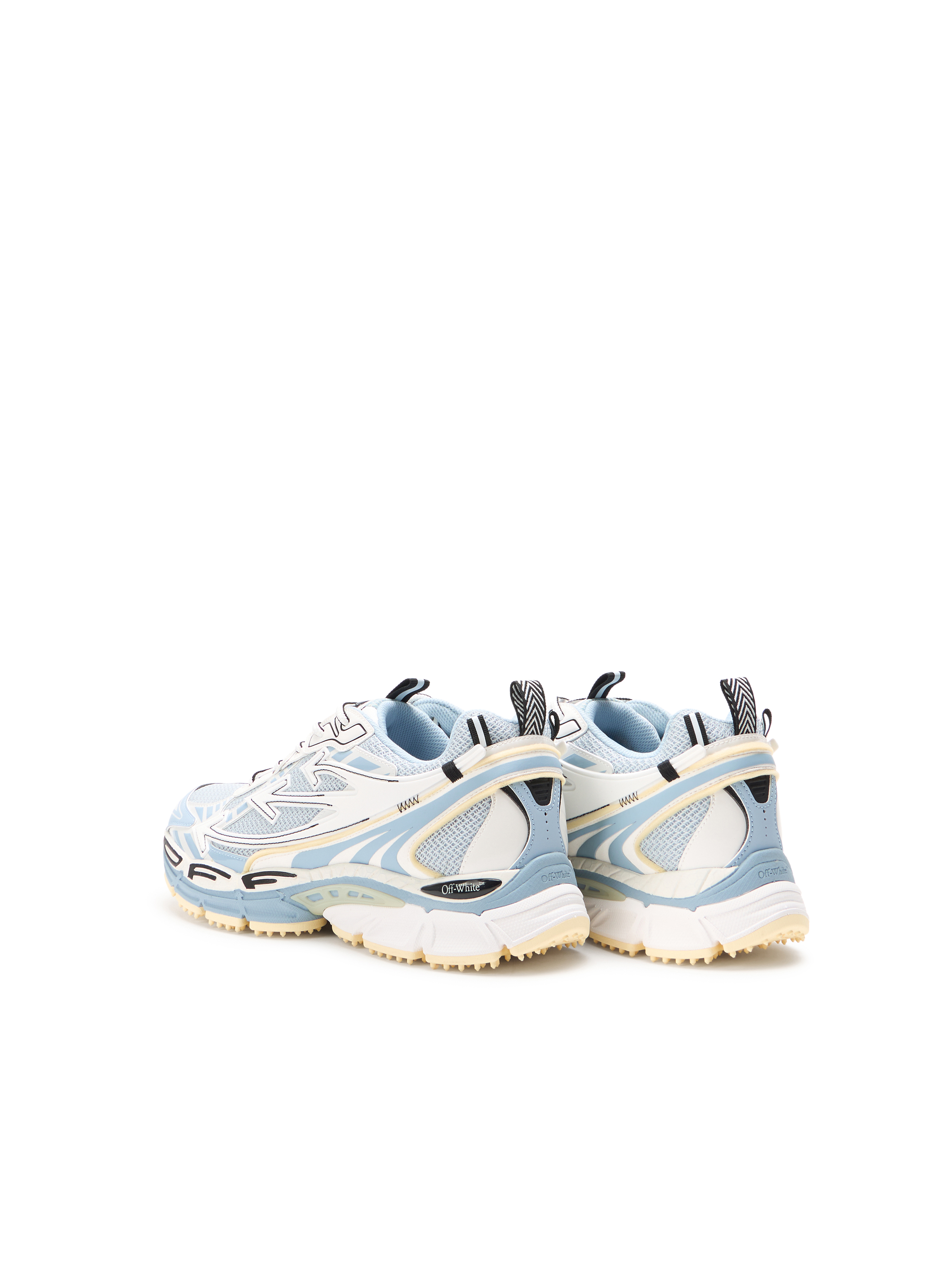 Off-white Mesh Sneakers Round Toe Rubber Sole Pull Tab In Multi