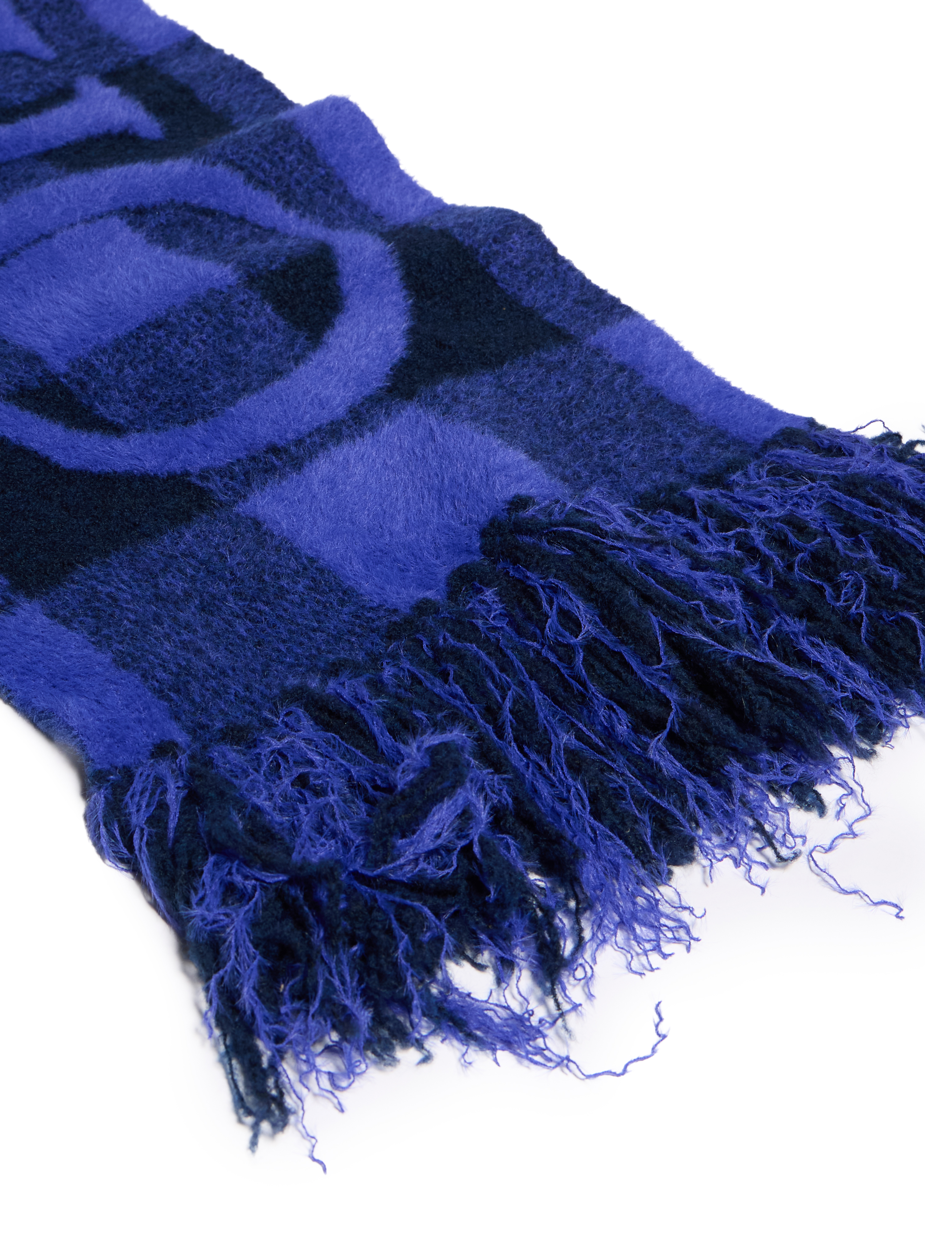 Off-white Check-pattern Fringed Scarf