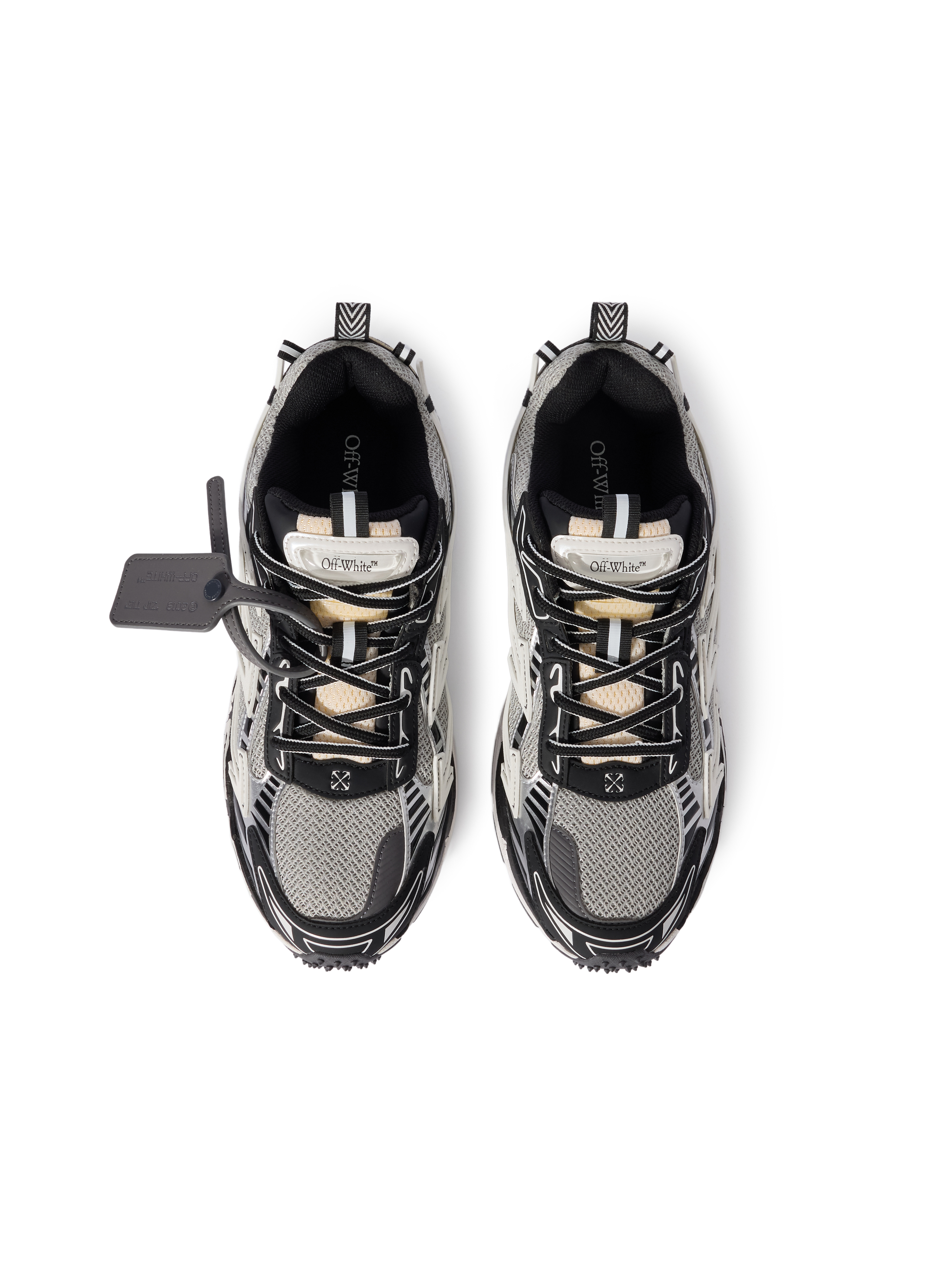 Off-white Ow Be Right Back Grey Low Top Sneakers With Zip-tie Detail In Mesh And Leather Man In White