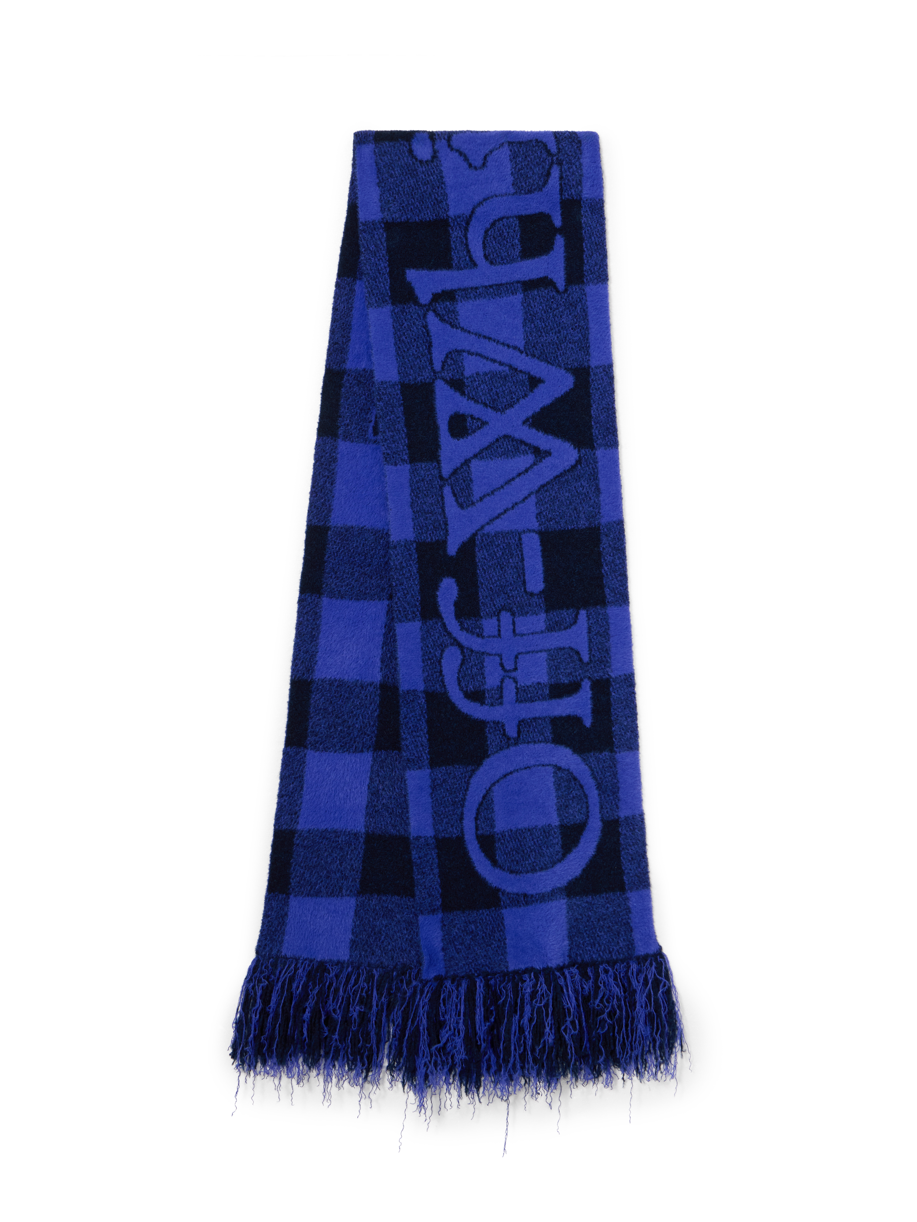 Off-white Check-pattern Fringed Scarf
