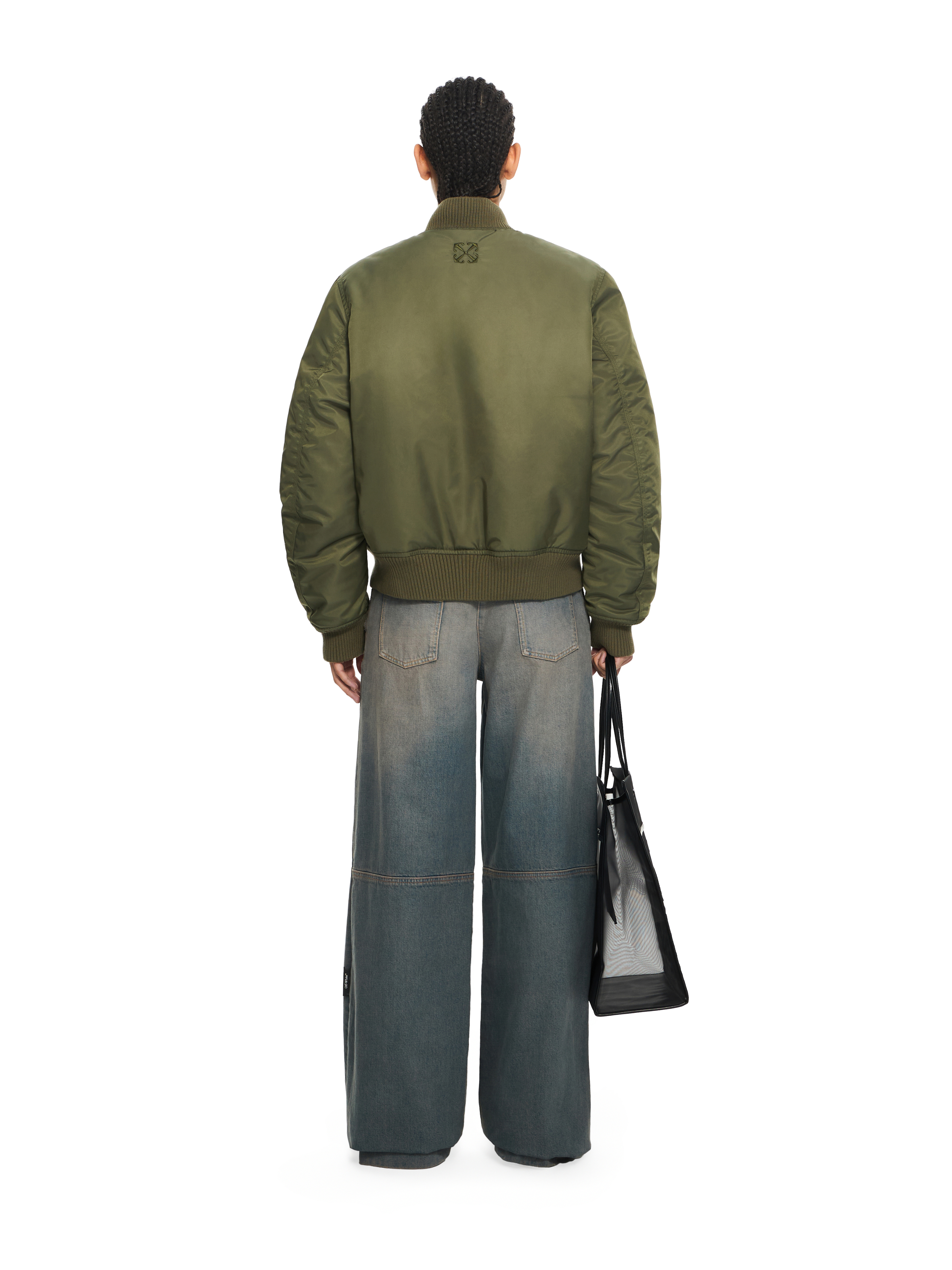 Off-white Embroidered Nylon Bomber Jacket In Green