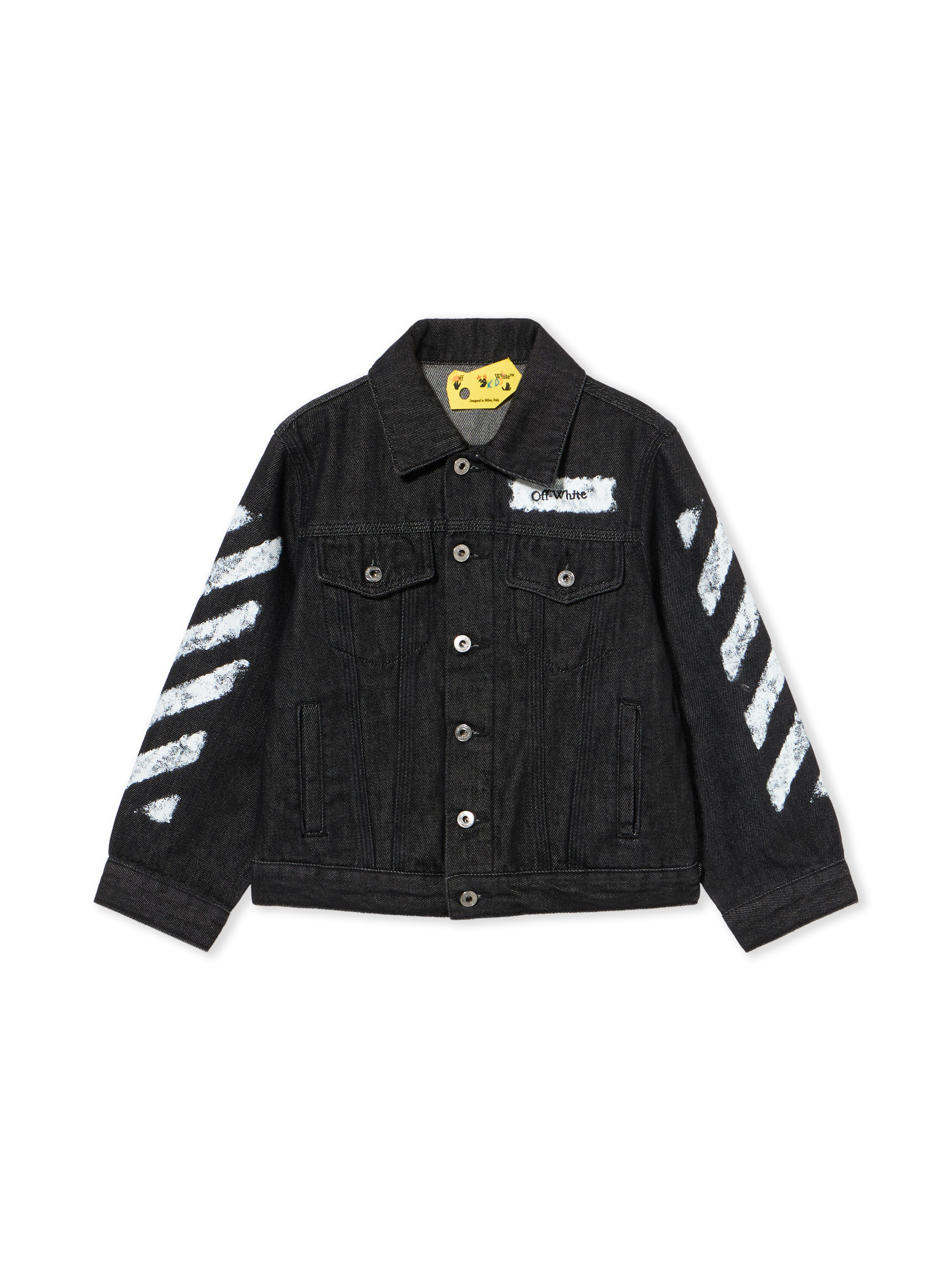 Diagonal Sponge Denim Jacket in BLACK - WHITE | Off-White™