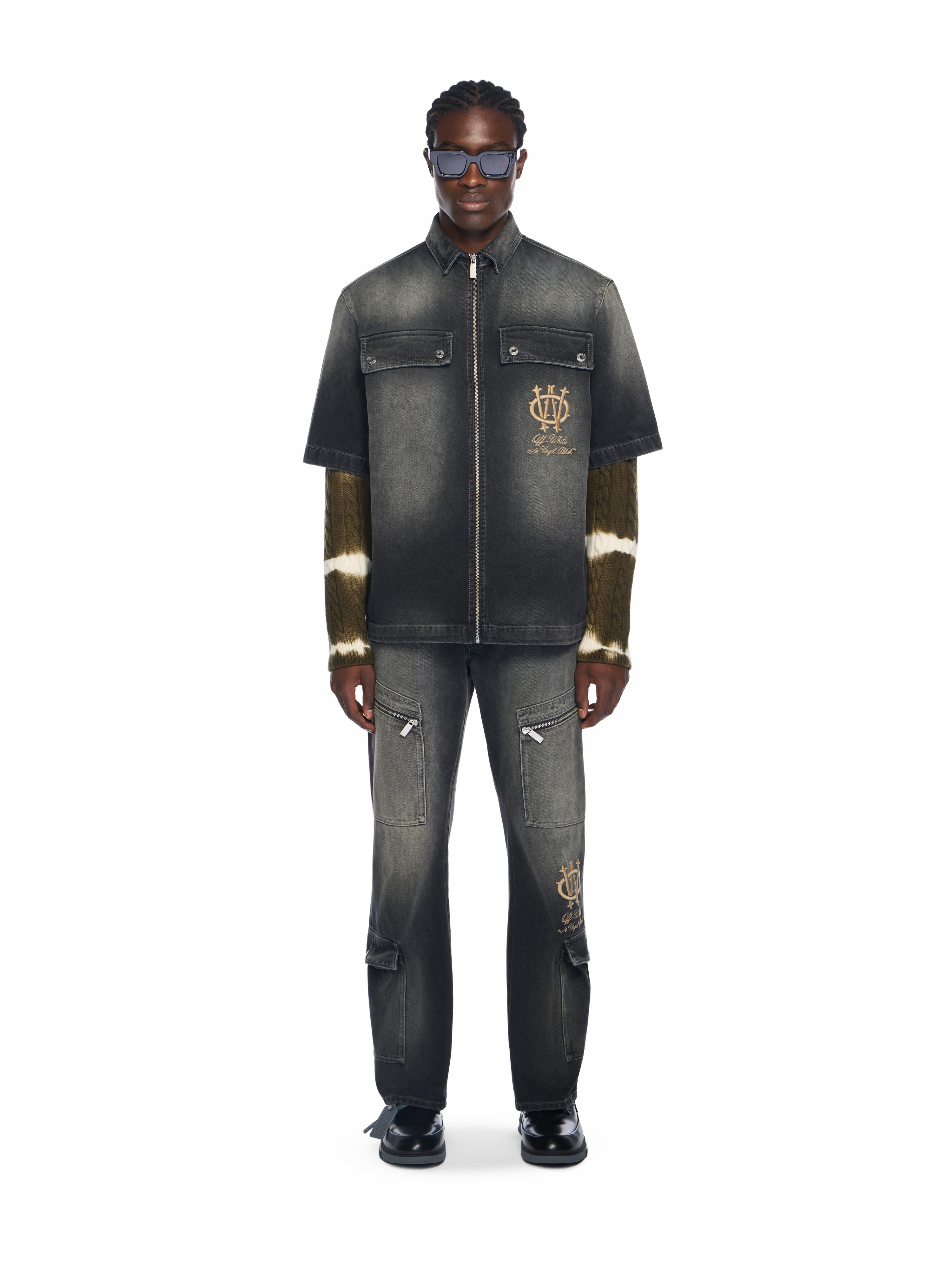  Off White Gothic Skate Cargo Jeans - Male  Dirty Black - Frozen Dew 29 