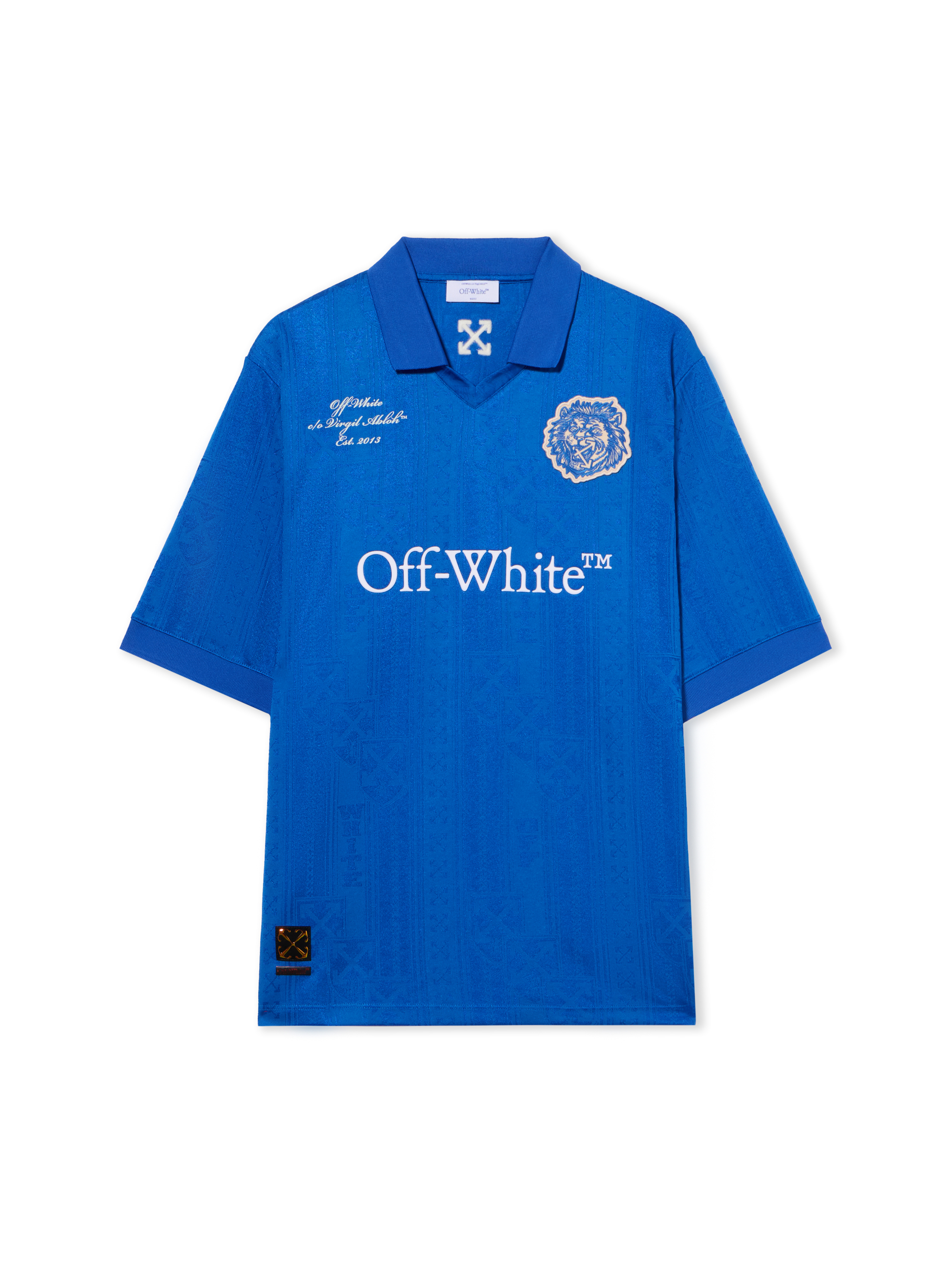 OFF WHITE Lion Nation Soccer Top - Male Sale Check Navy Blue - White S