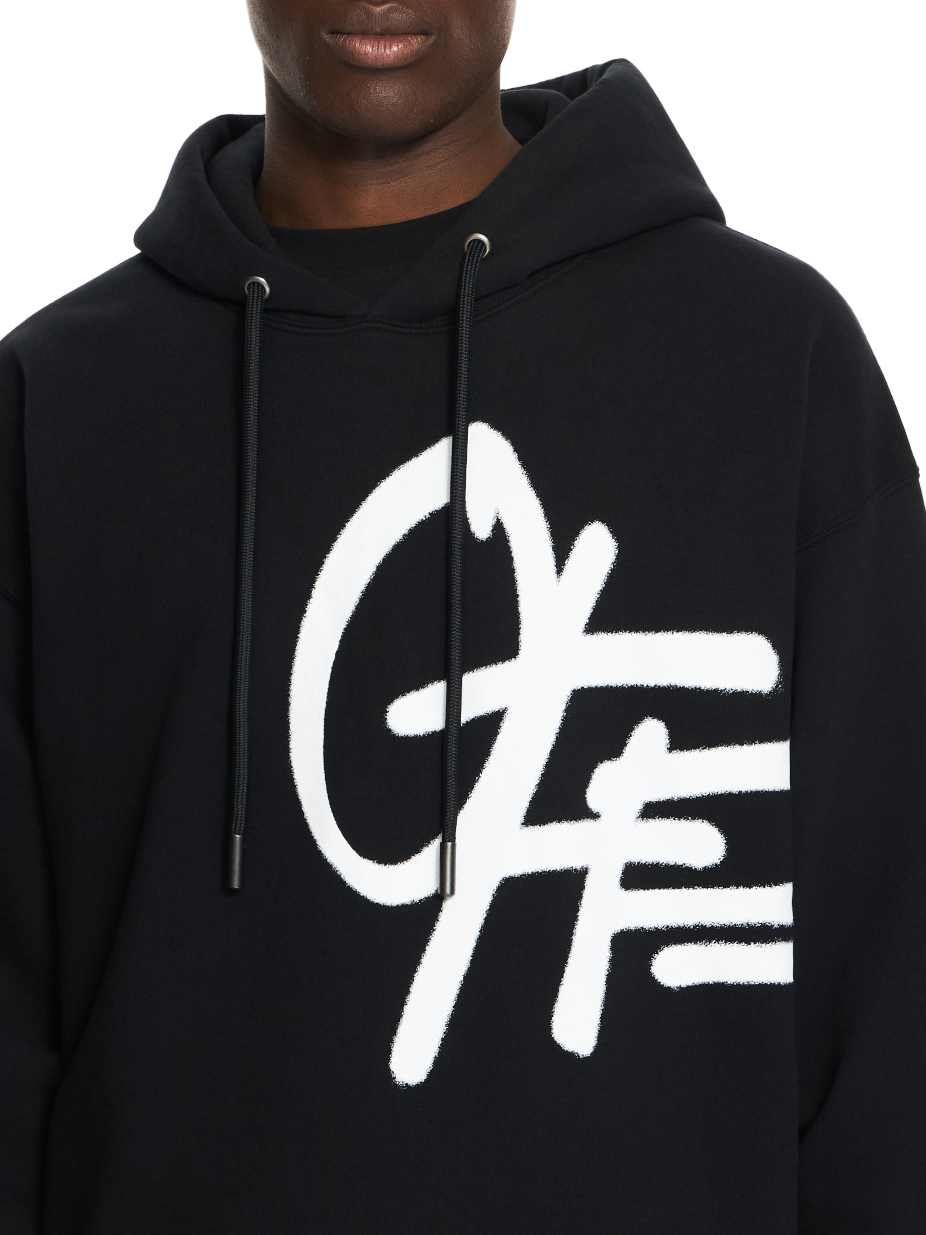  Off White Spray Logo Loose Hoodie - Male Pullover Black Xs 