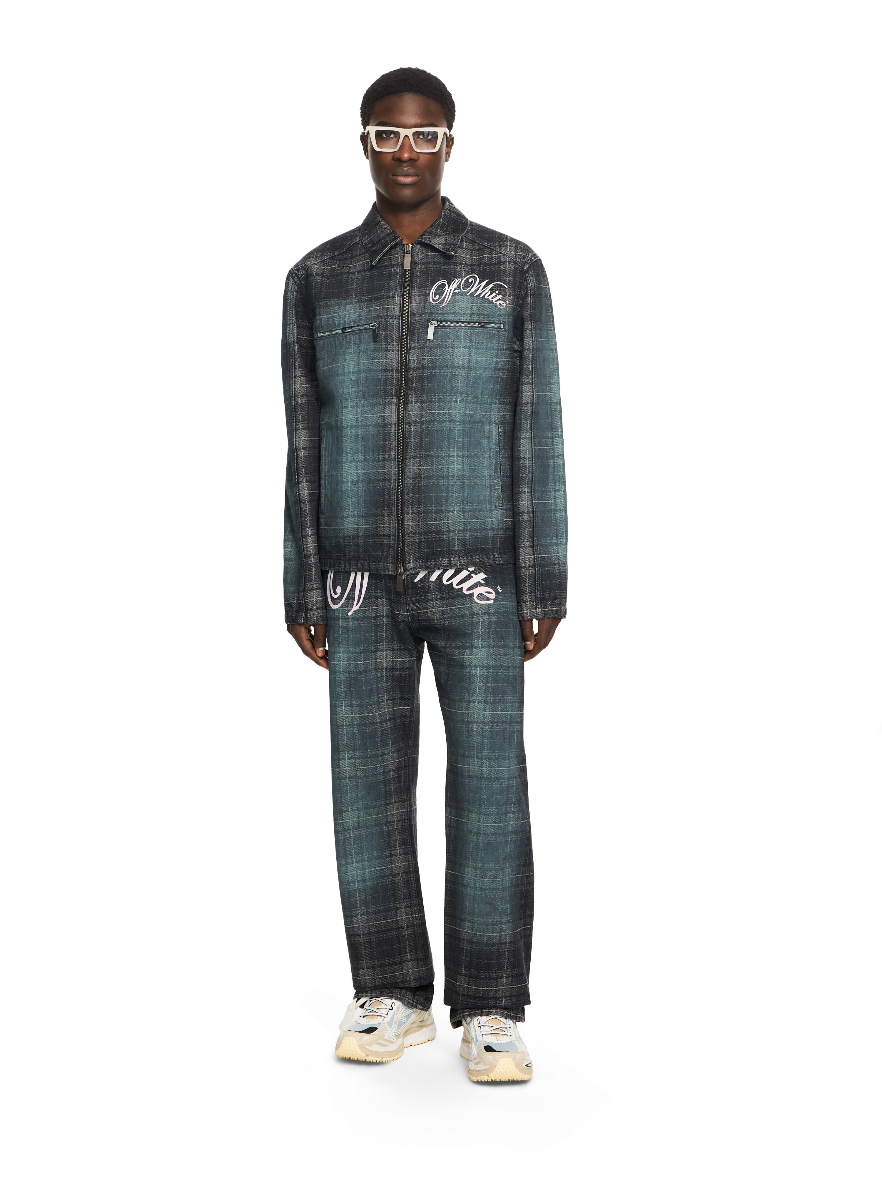 Off-White Check Jacqaurd Slim Relax Jeans
