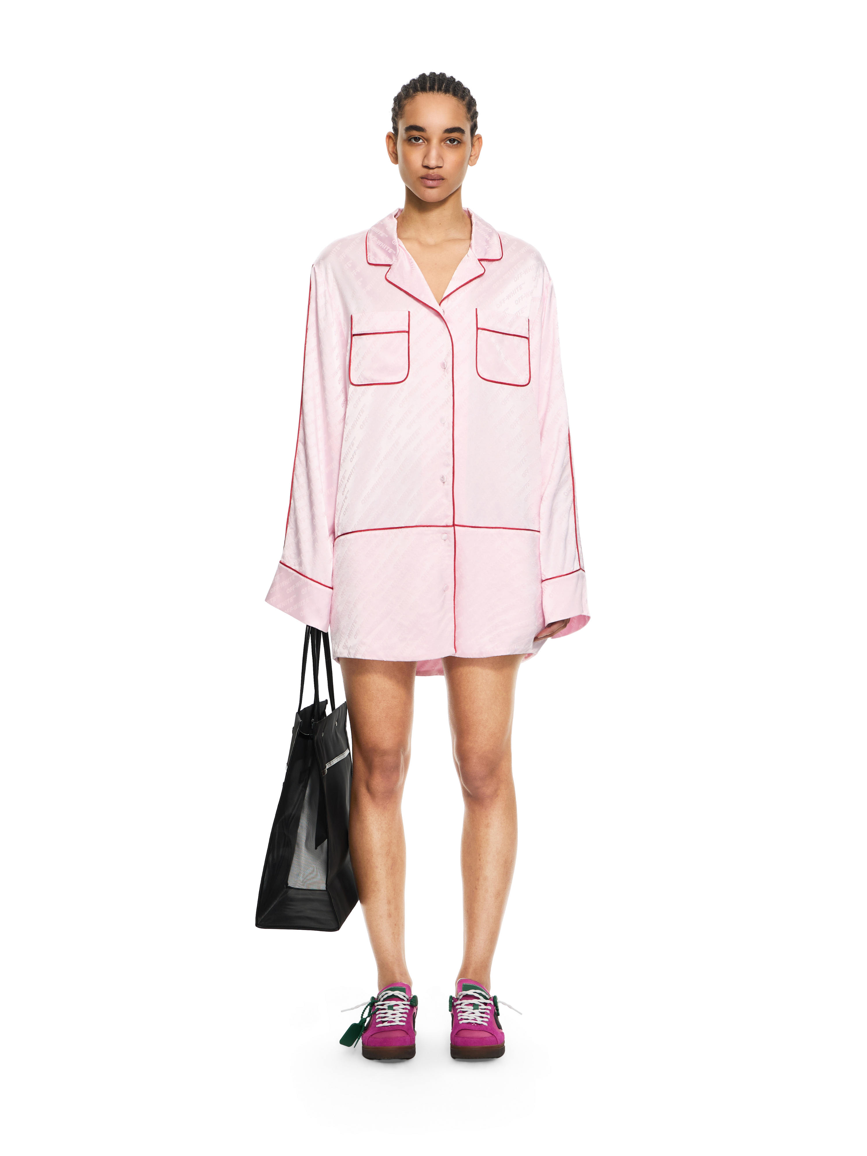 Off-White Jacquard Off-White Satin New Roxy Pajama Dress