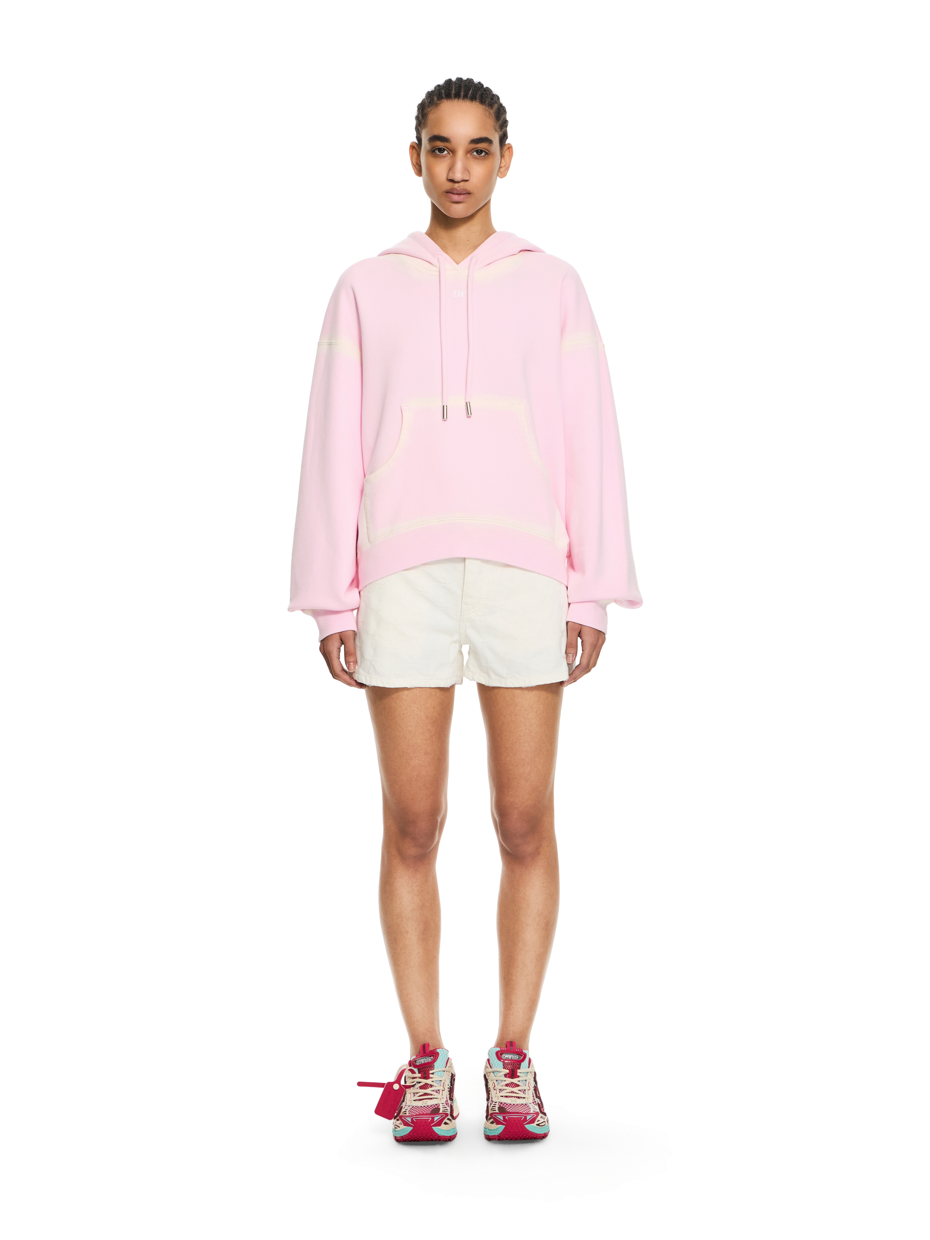  Off White Spray Off Stamp Over Hoodie - Female Pullover Soft Pink-white M 