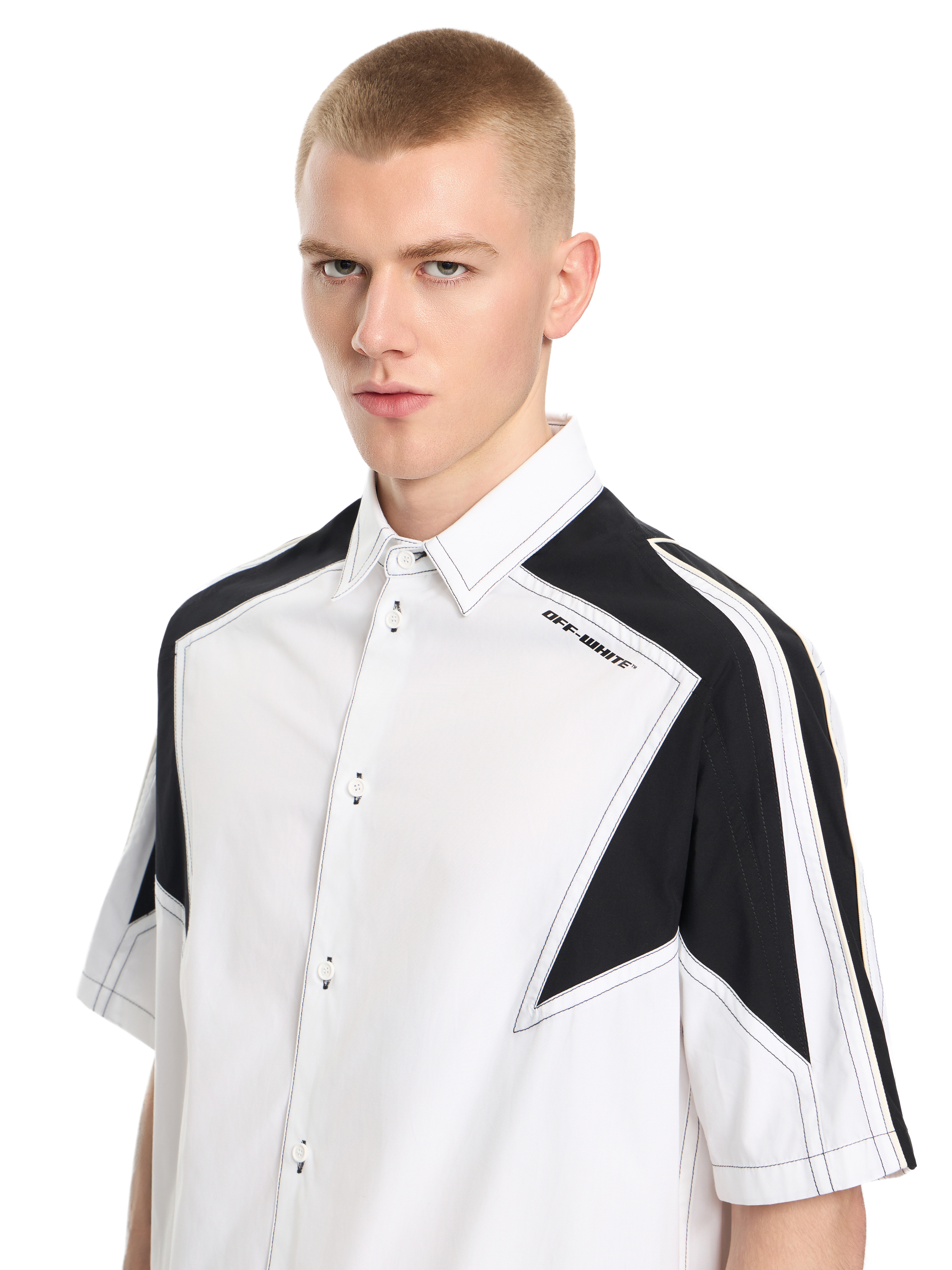 Off-white Race Logo Panel Shirt In White