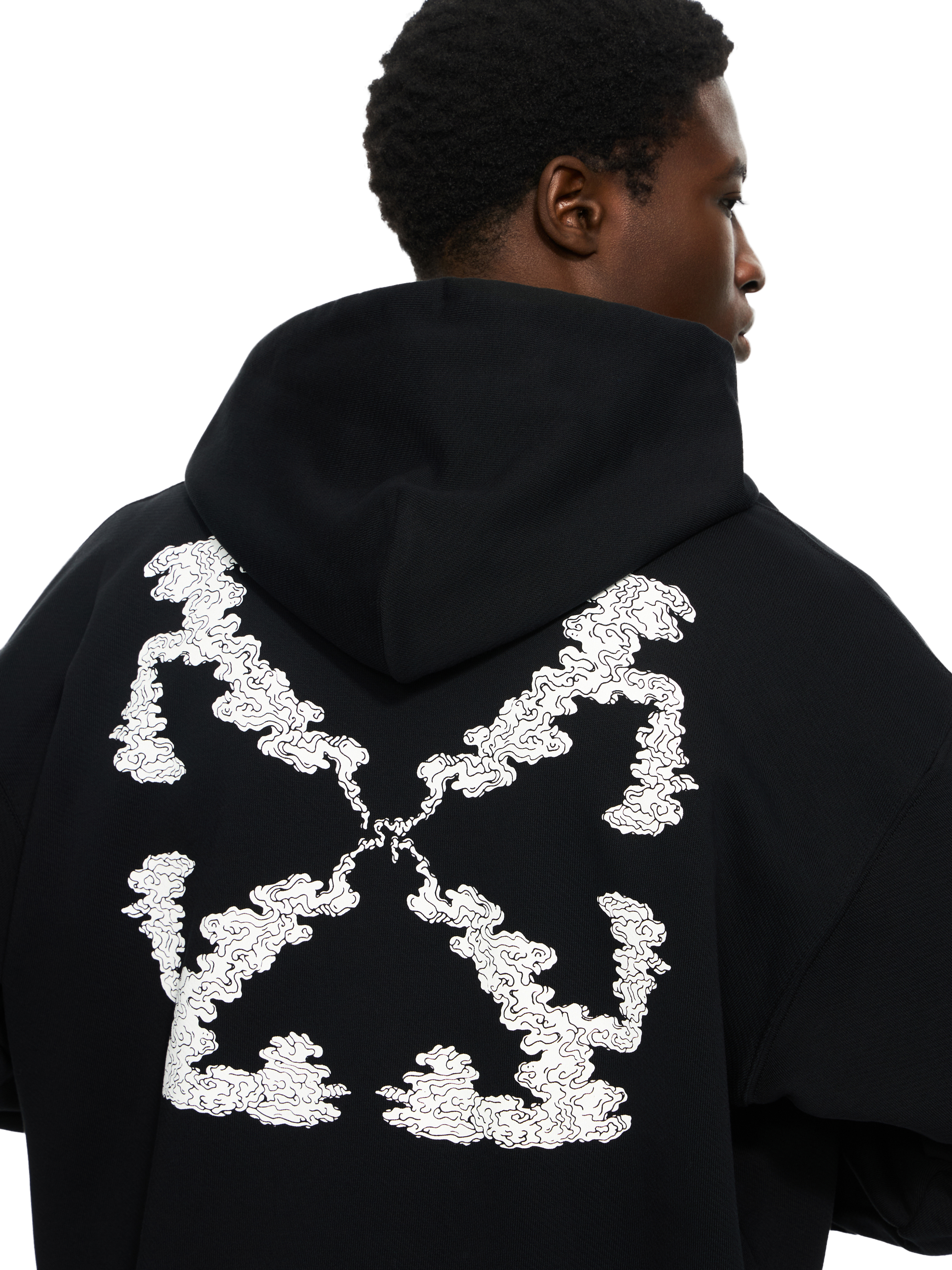 Off-white Mens Black - Anthracite Bookish Relaxed-fit Cotton Skate Hoody