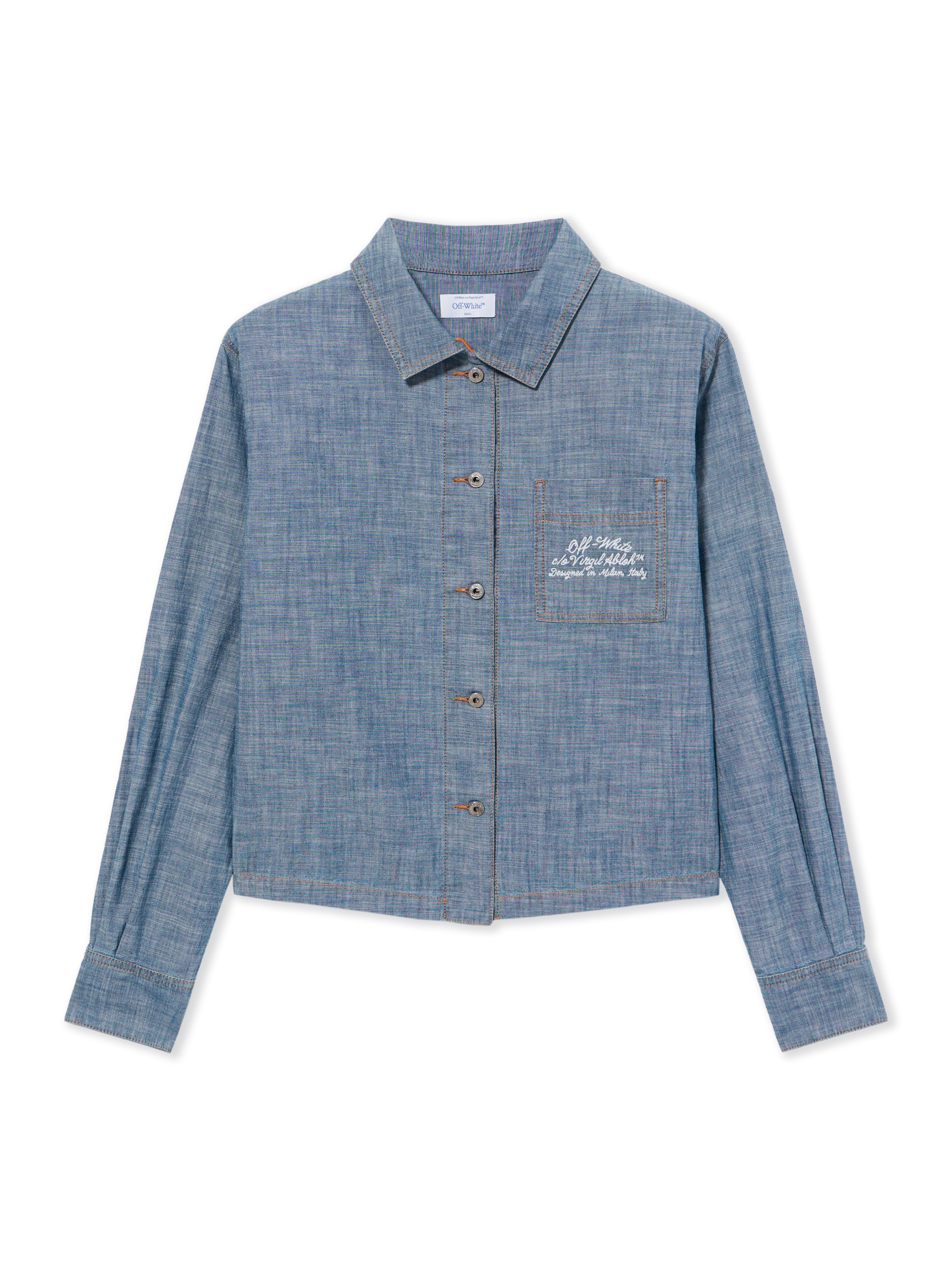 Off-white Chambray Denim Pajama Shirt Dark Blue