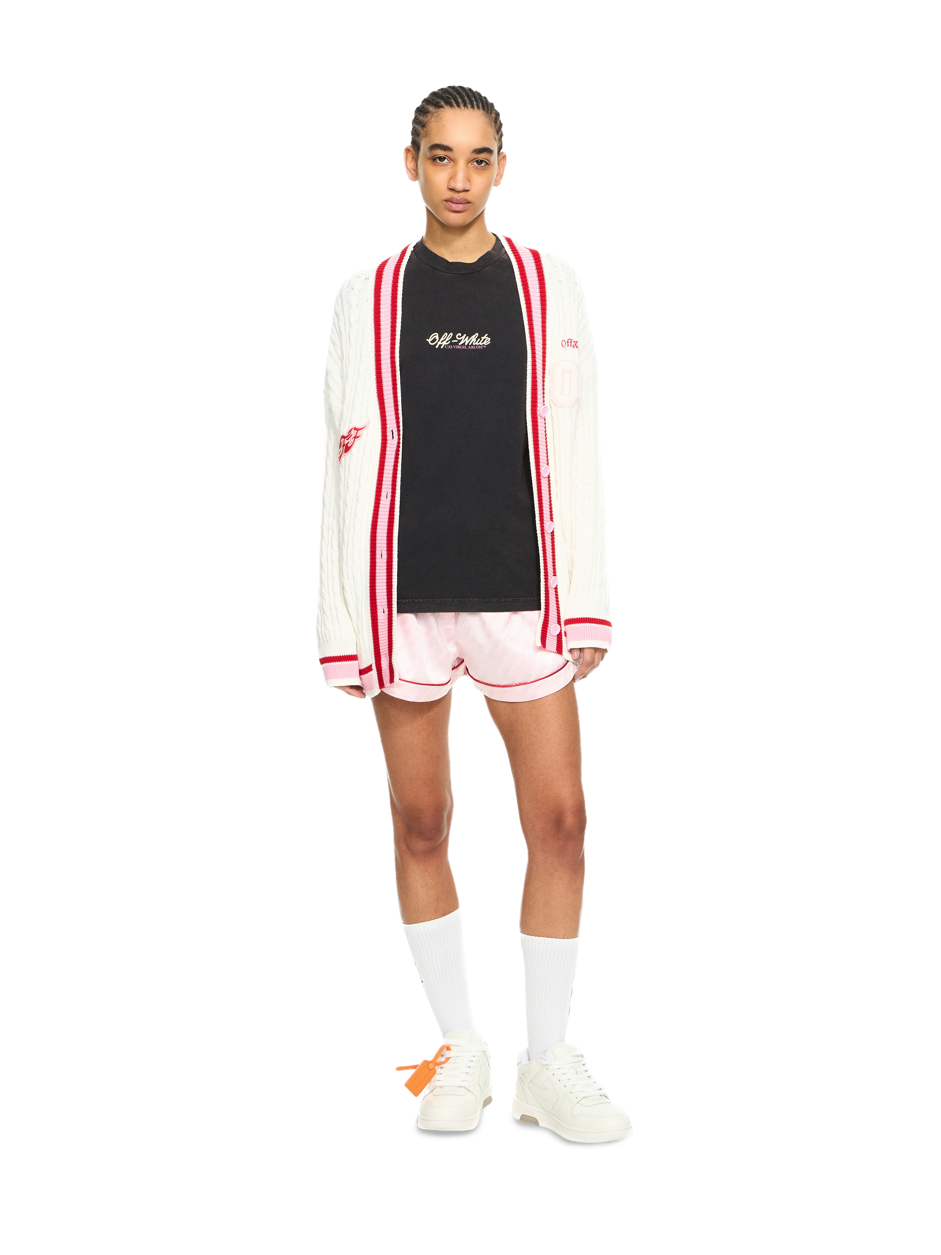 Off-White College Patch Cable Knit Cardigan
