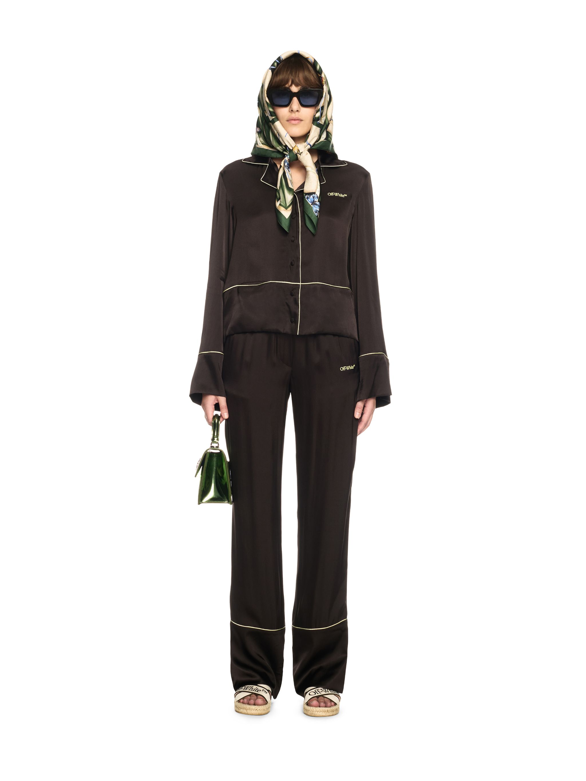 Off-white Pajama-style Black Shirt In Acetate In Black