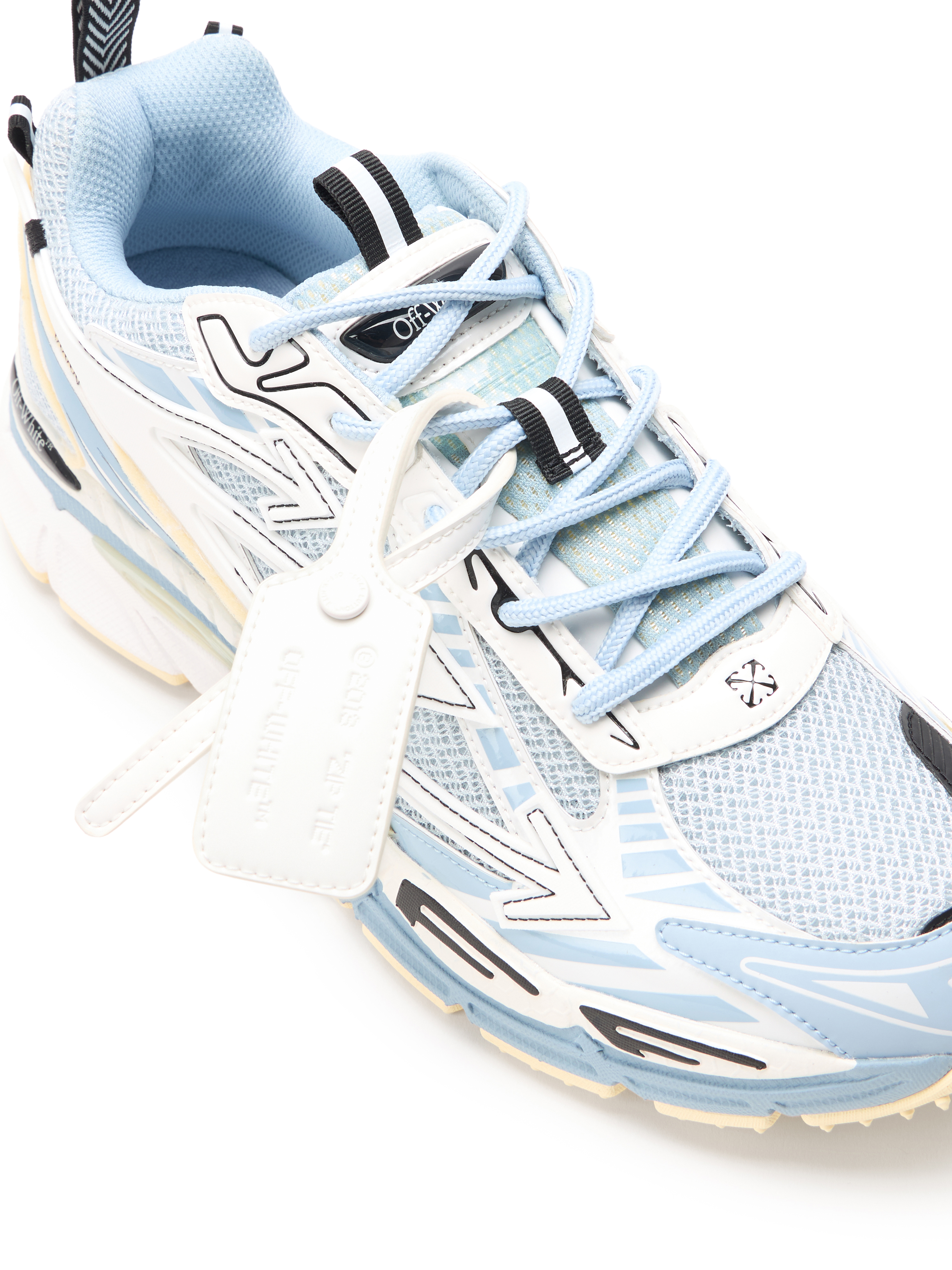 Off-white Mesh Sneakers Round Toe Rubber Sole Pull Tab In Multi