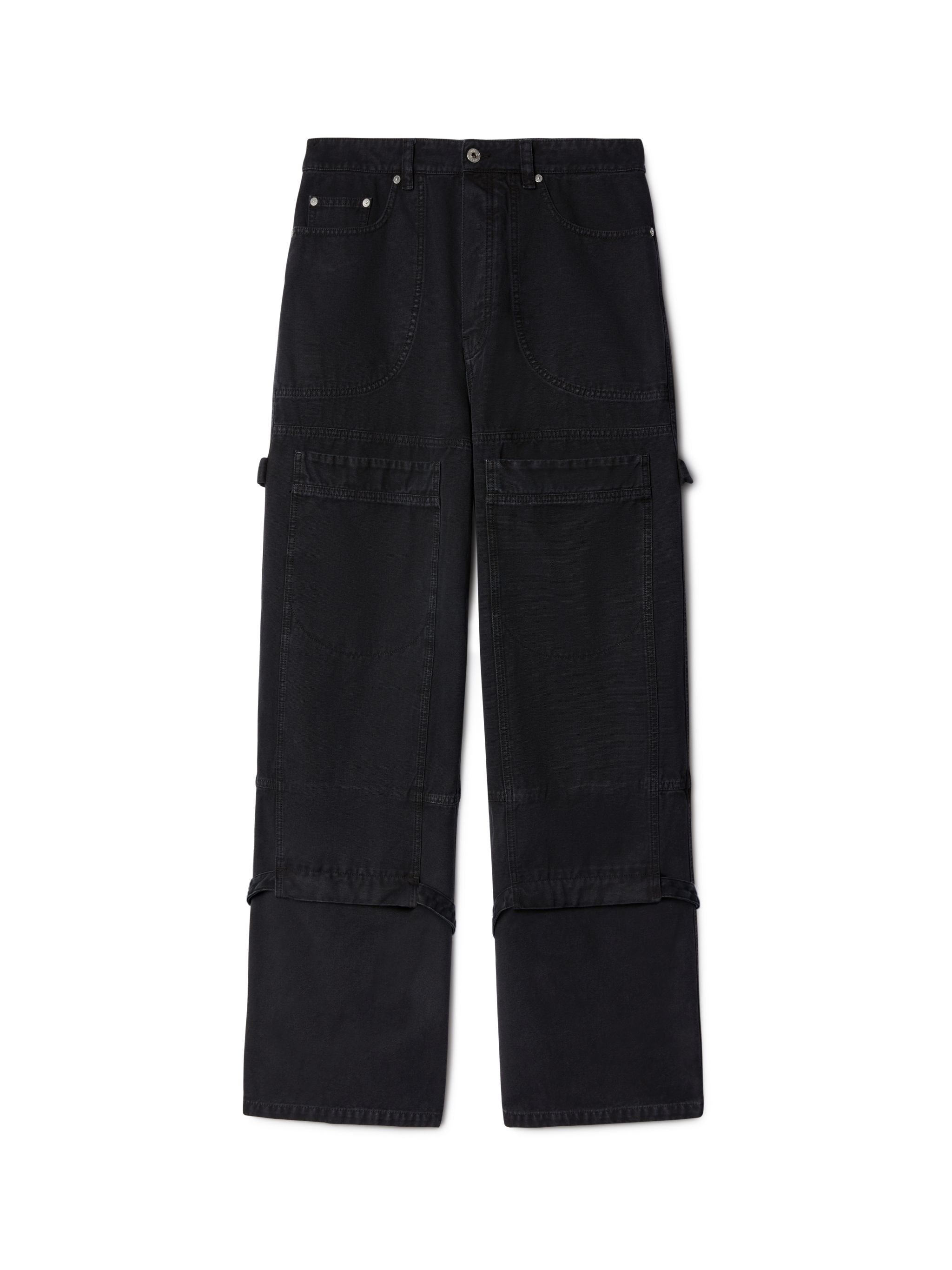Off White Uomo Nero Canvas Carpenter Pants - Man Pants Eu - 34 - Immagine 3