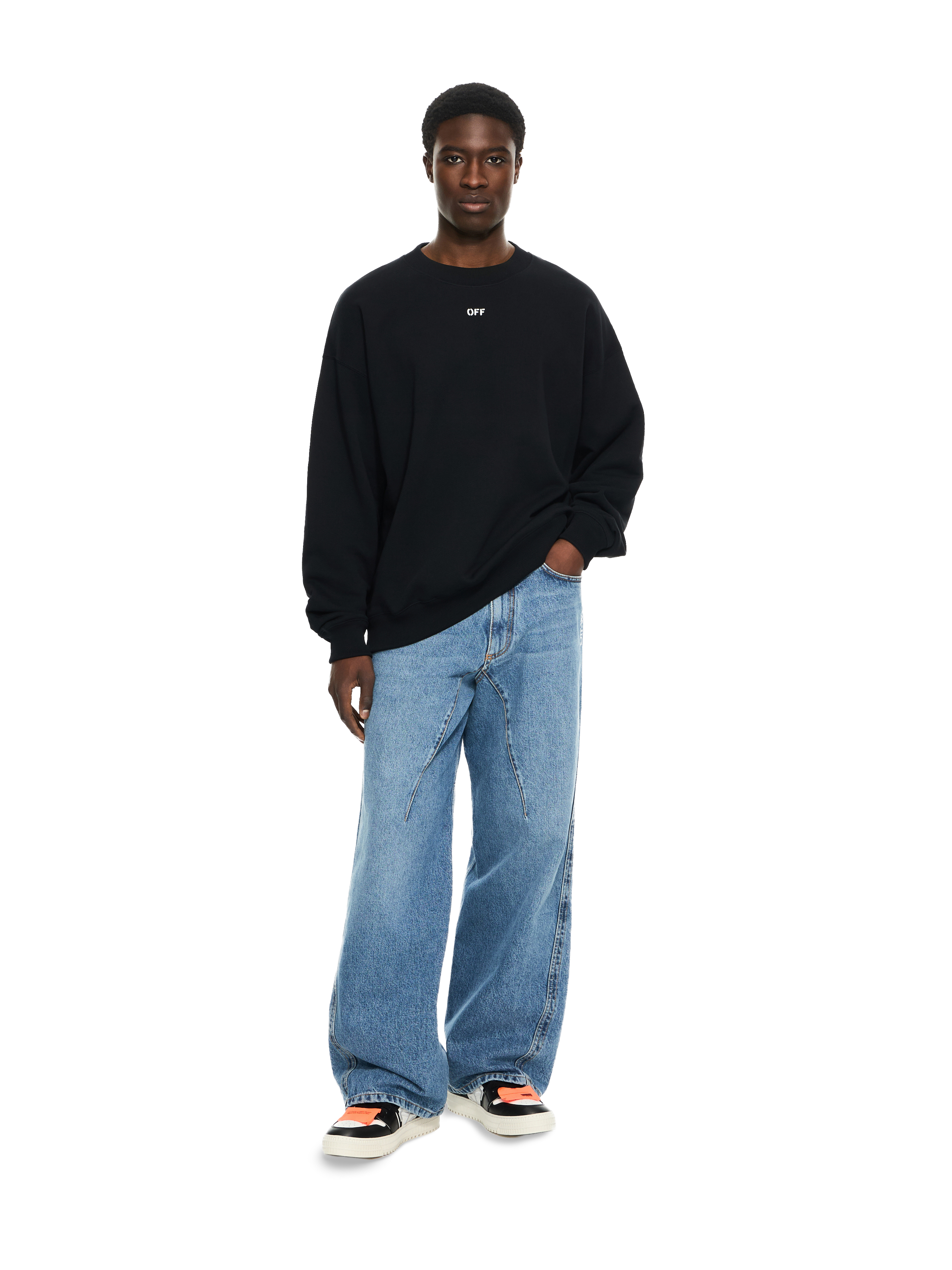  Off White Dotted Arrow Diagonal Skate Sweatshirt - Male Pullover Black-white S 