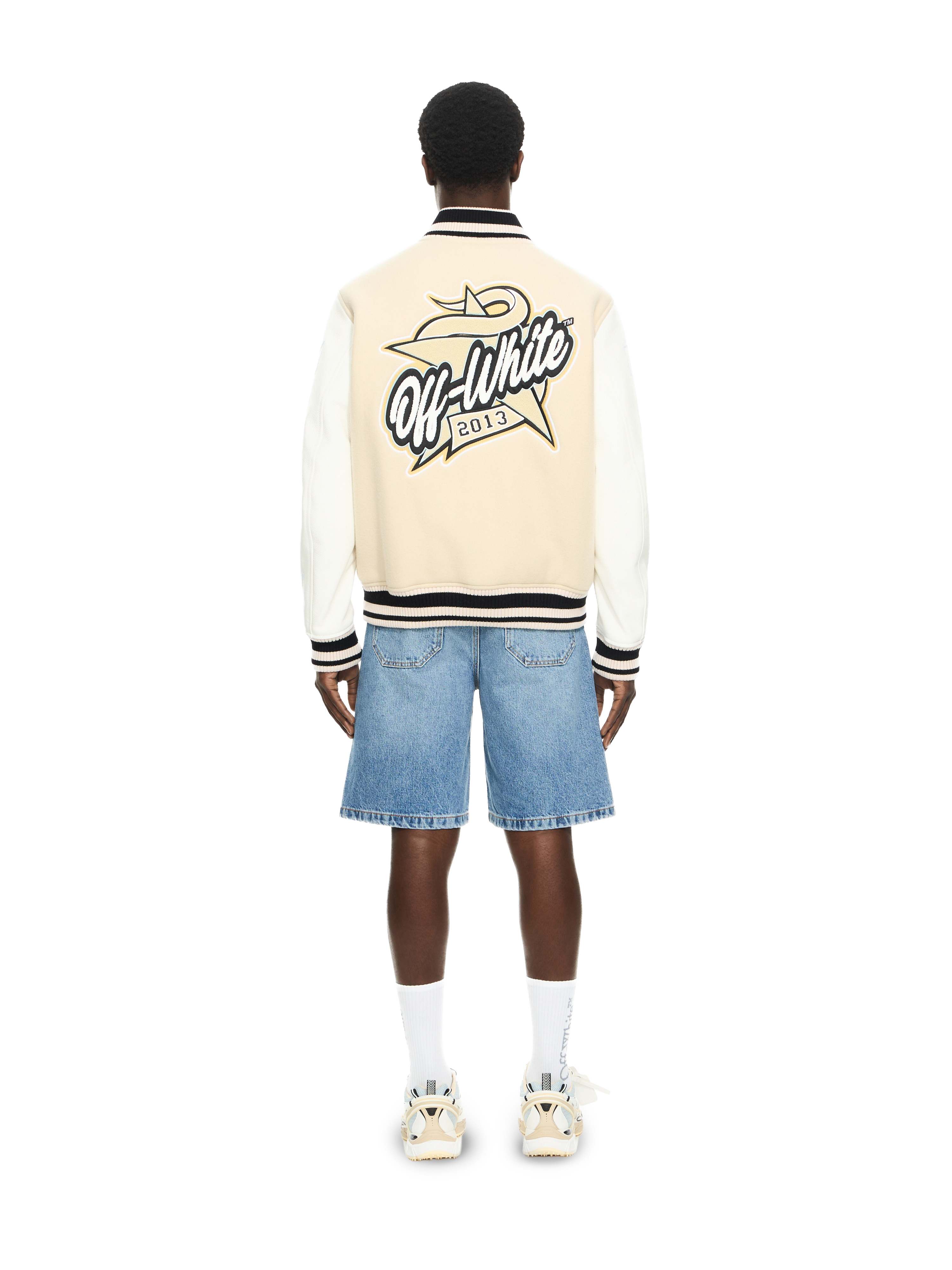Off-white Star Logo Lea Varsity Jacket In Neutral