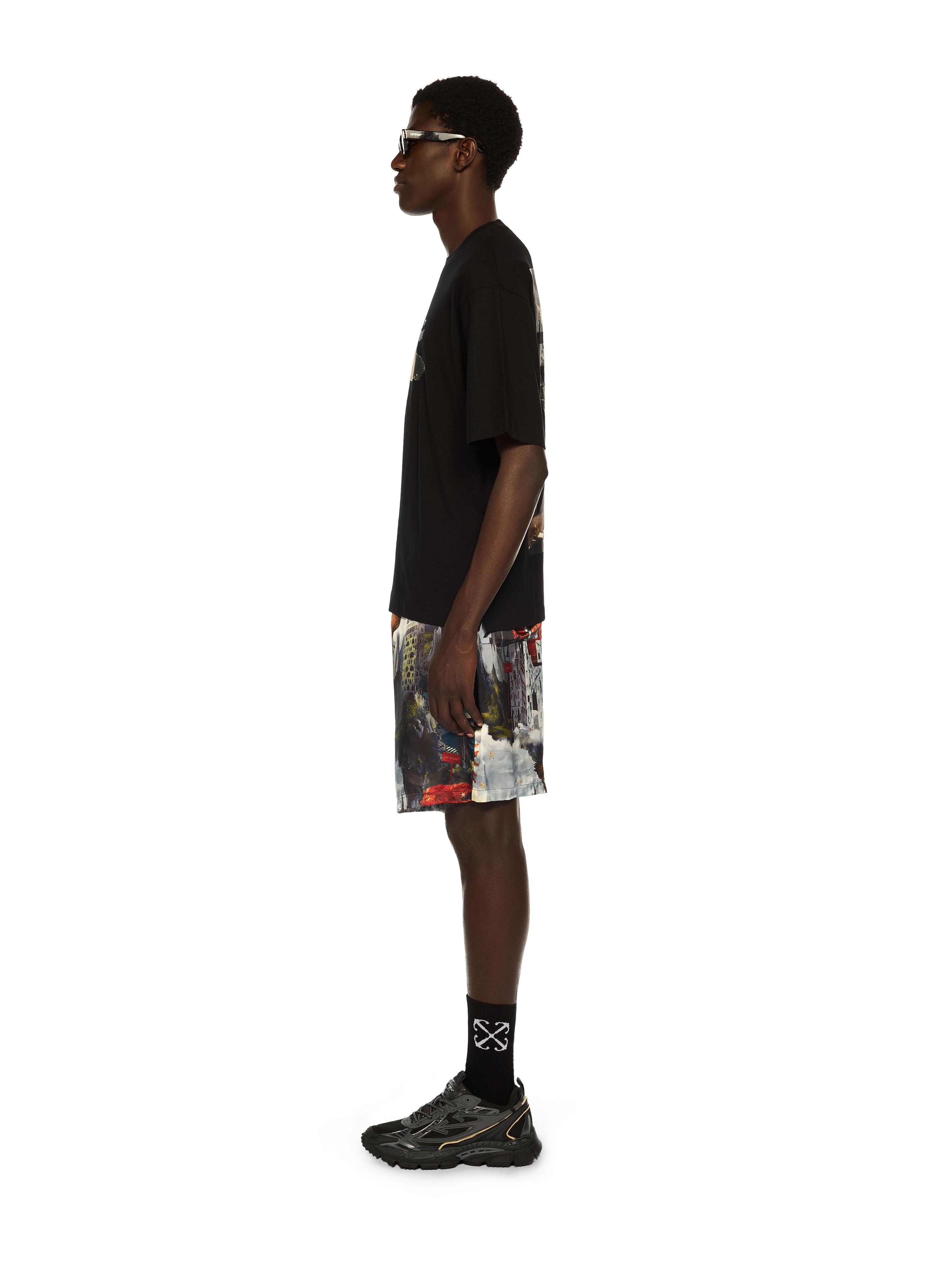  Off White Paint Arrow Skate Logo Tee - Male Sale Check Black - White S 