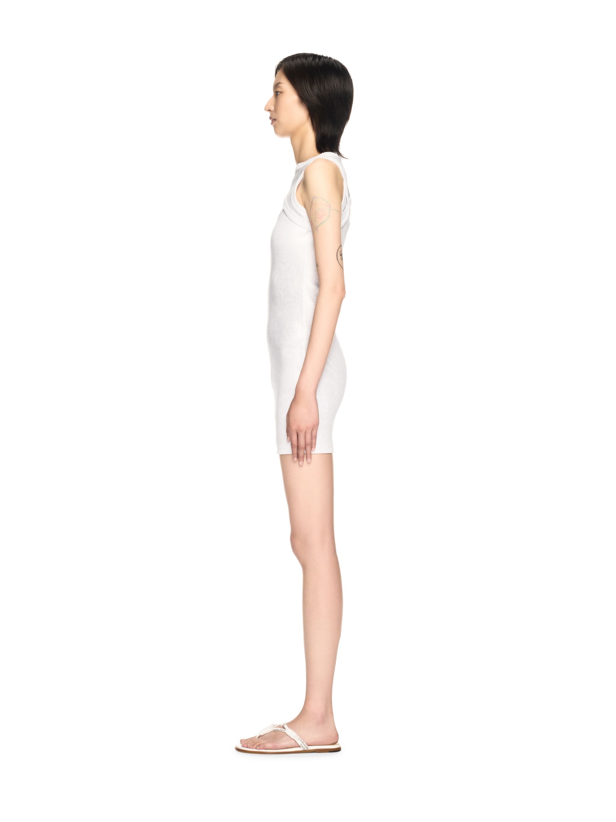  Off White Silver Ribbed Cut-out Dress - Female  White 40 