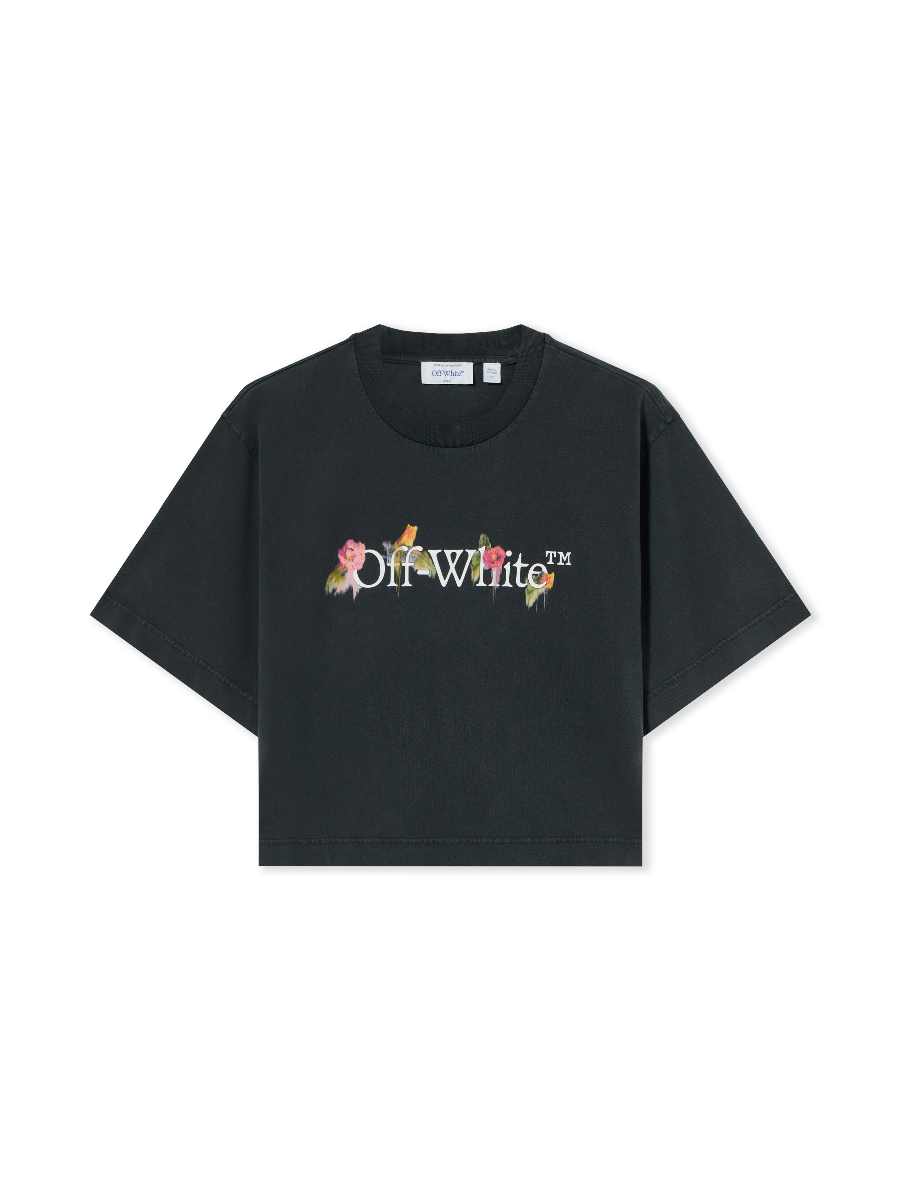 Off White Donna Fade Out Black White T-Shirt Crop Bookish Fiori - T-Shirt S