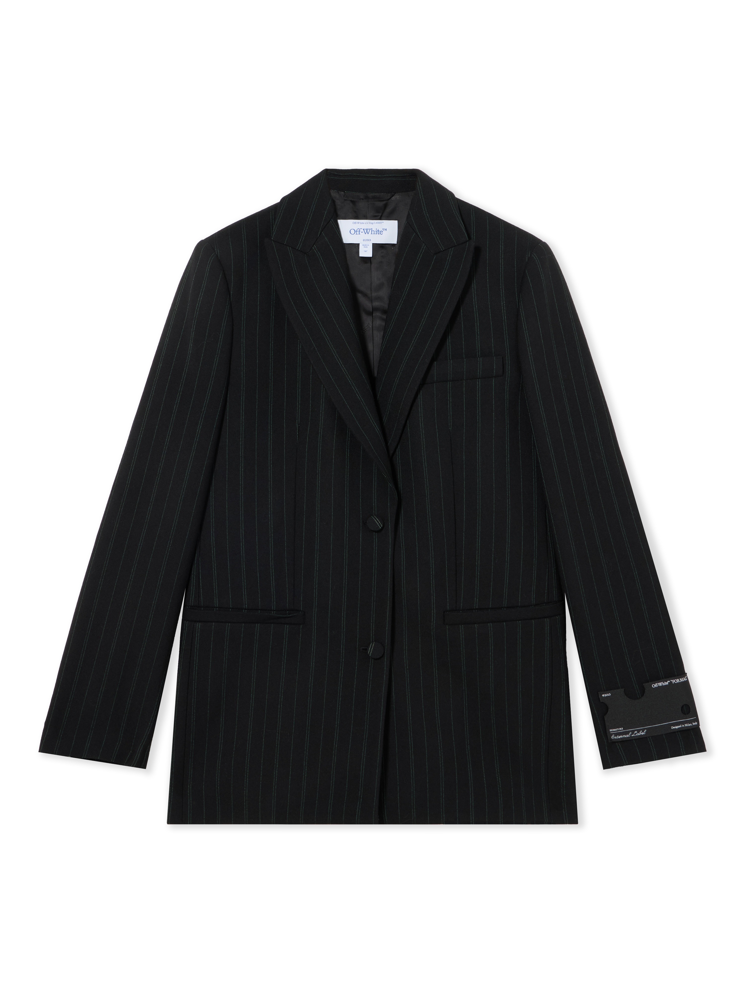 Off White Donna Black Hemloch Giacca Tomboy Gessata Wo - Cappotti E Giacche 40
