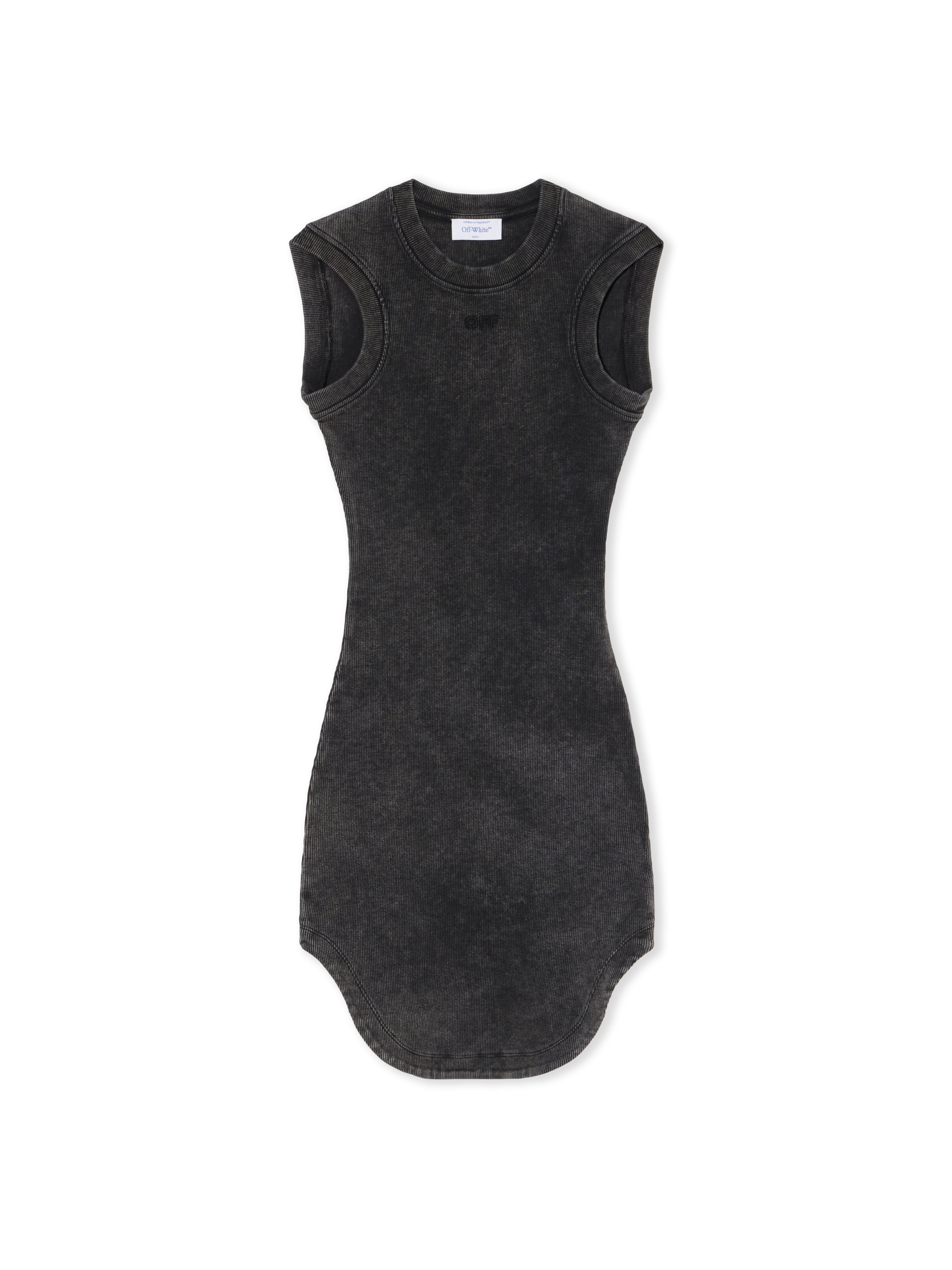 Off-white Off Stamp Ribbed Kat Mini Dress In Black