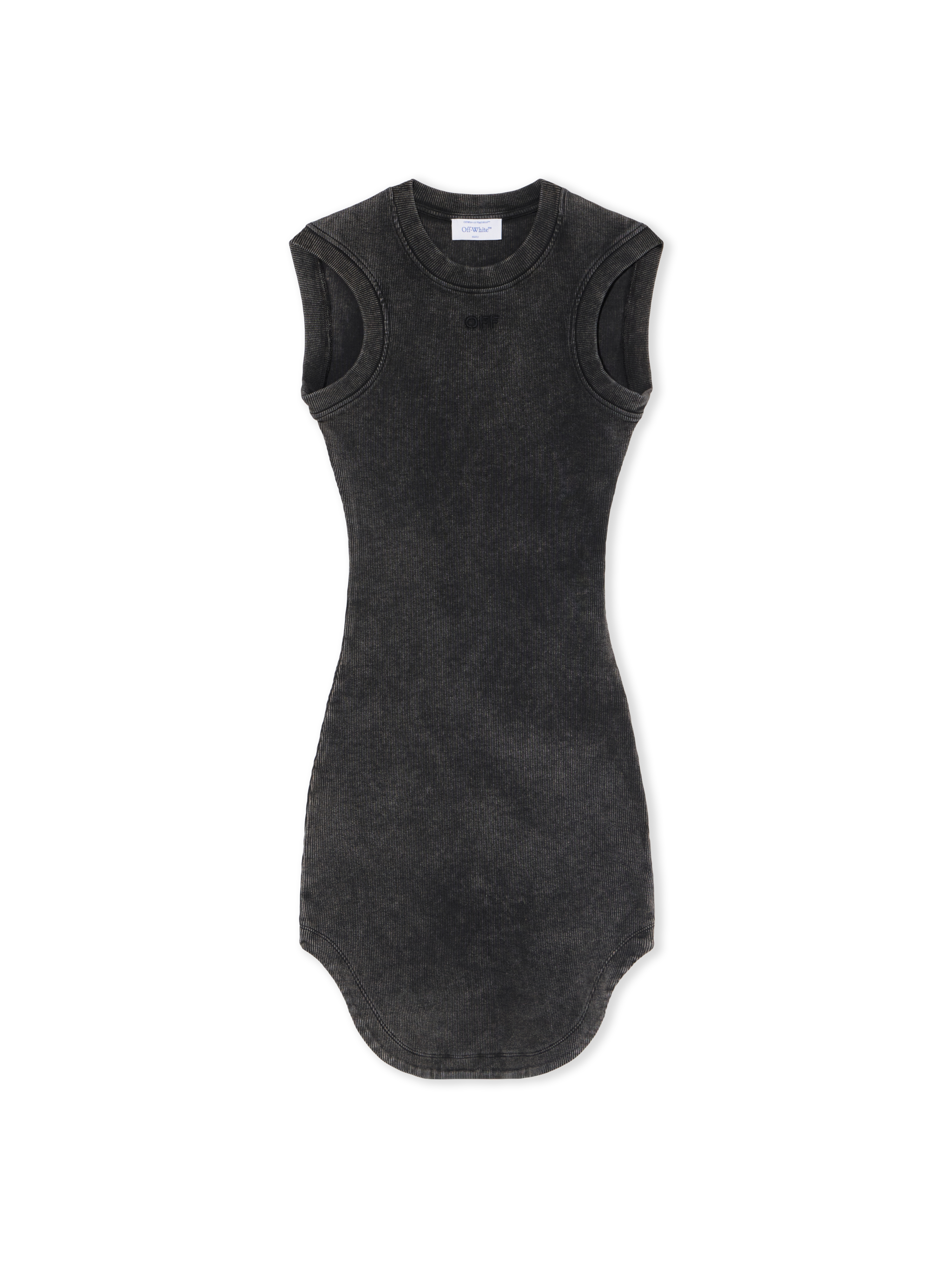 Off White Women's Marble Black-Black Off Stamp Ribbed Kat Mini Dress - 40
