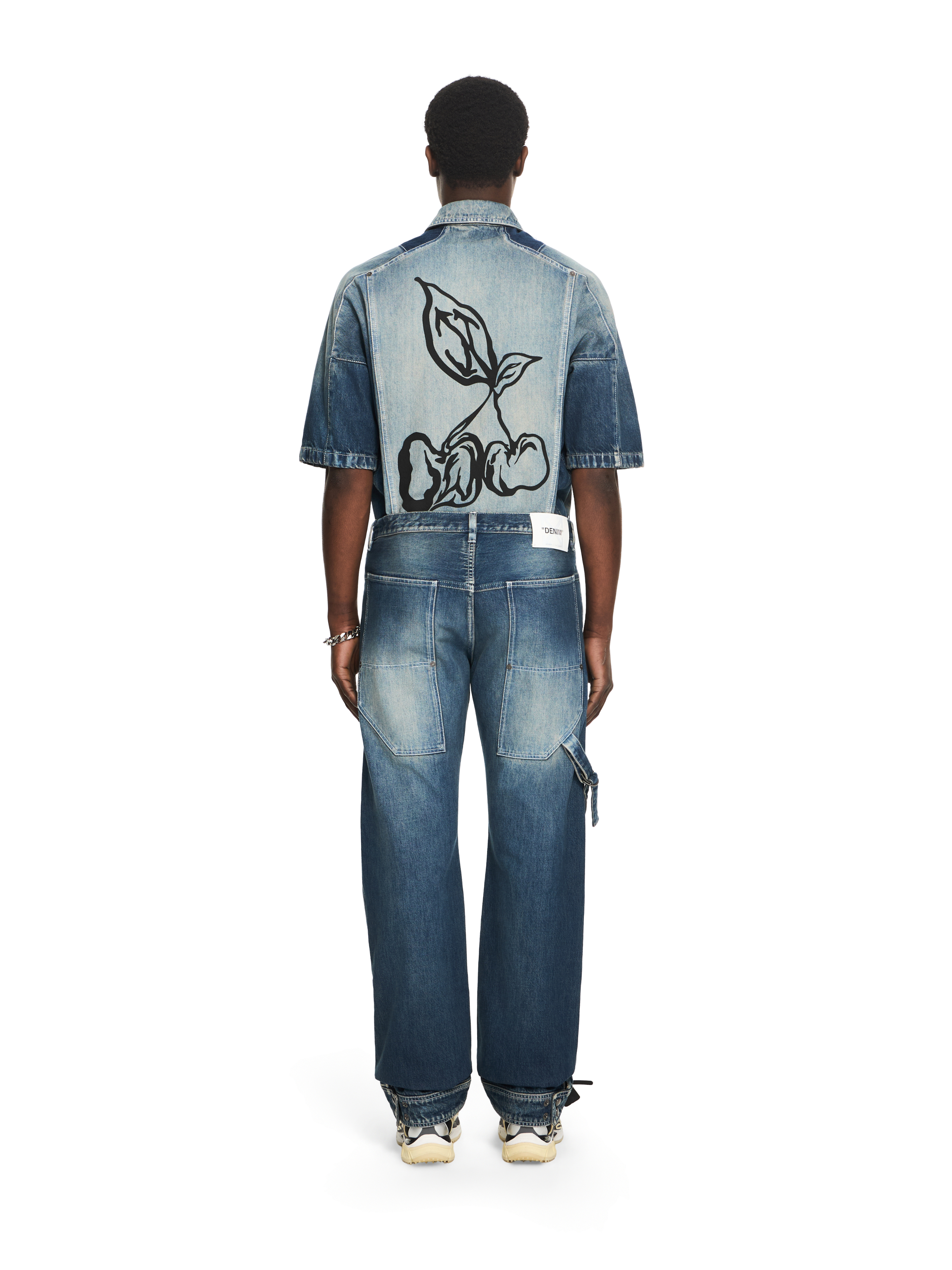 Off-white Cherry Diagonal Twist Stack Jeans In Blue