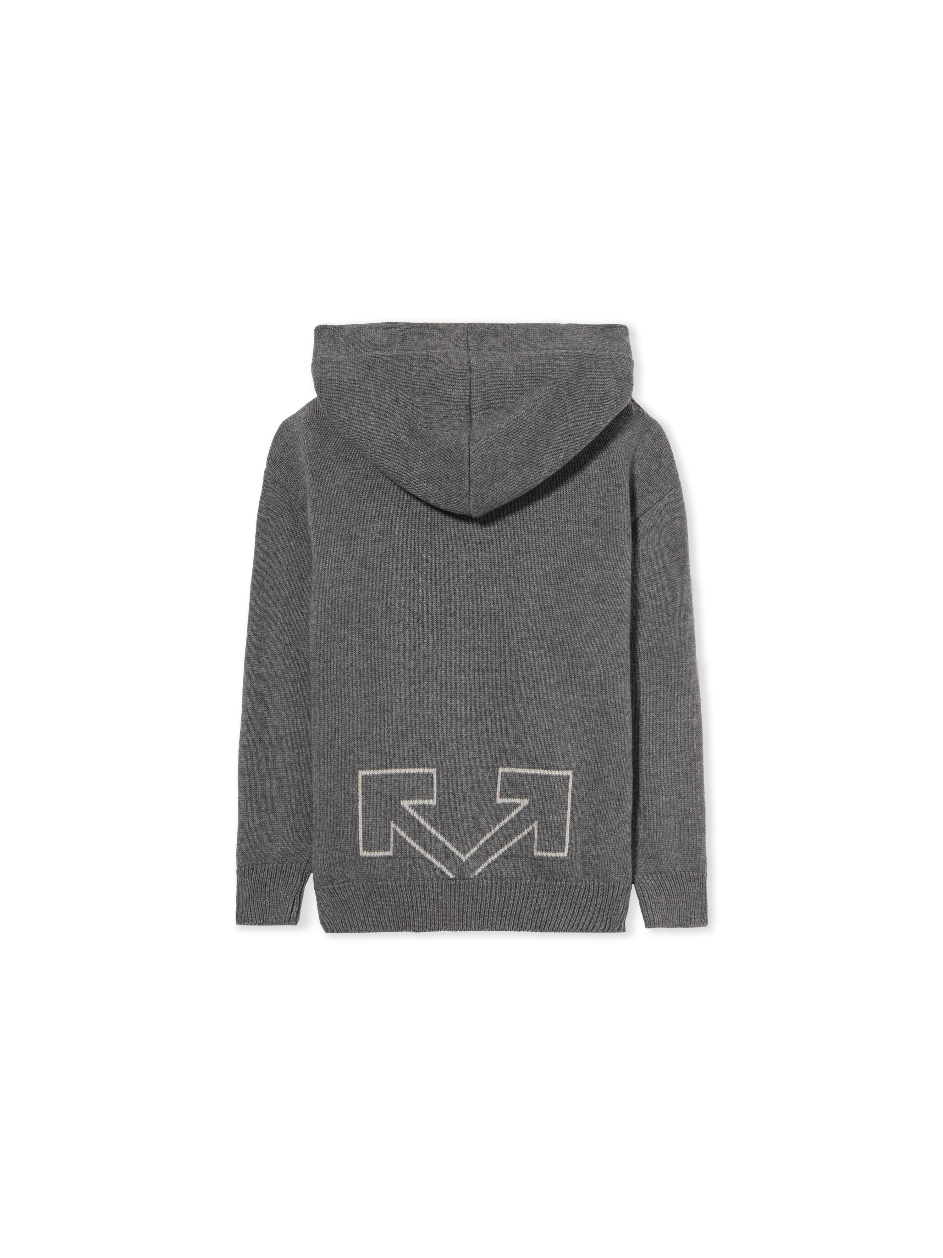 Off-white Type Logo Knit Logo Hoodie In Gray