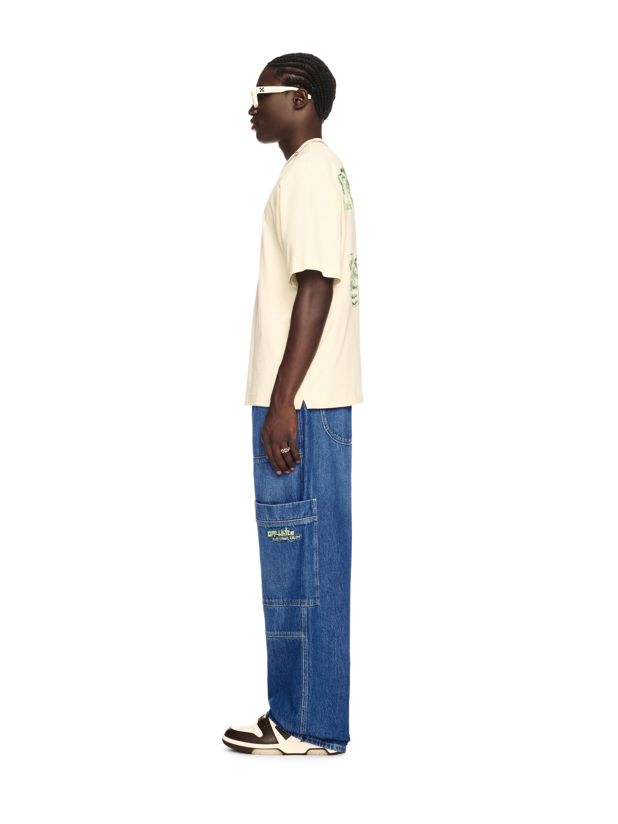 Off-white Irregular Straight-leg Cargo Jeans In Blue