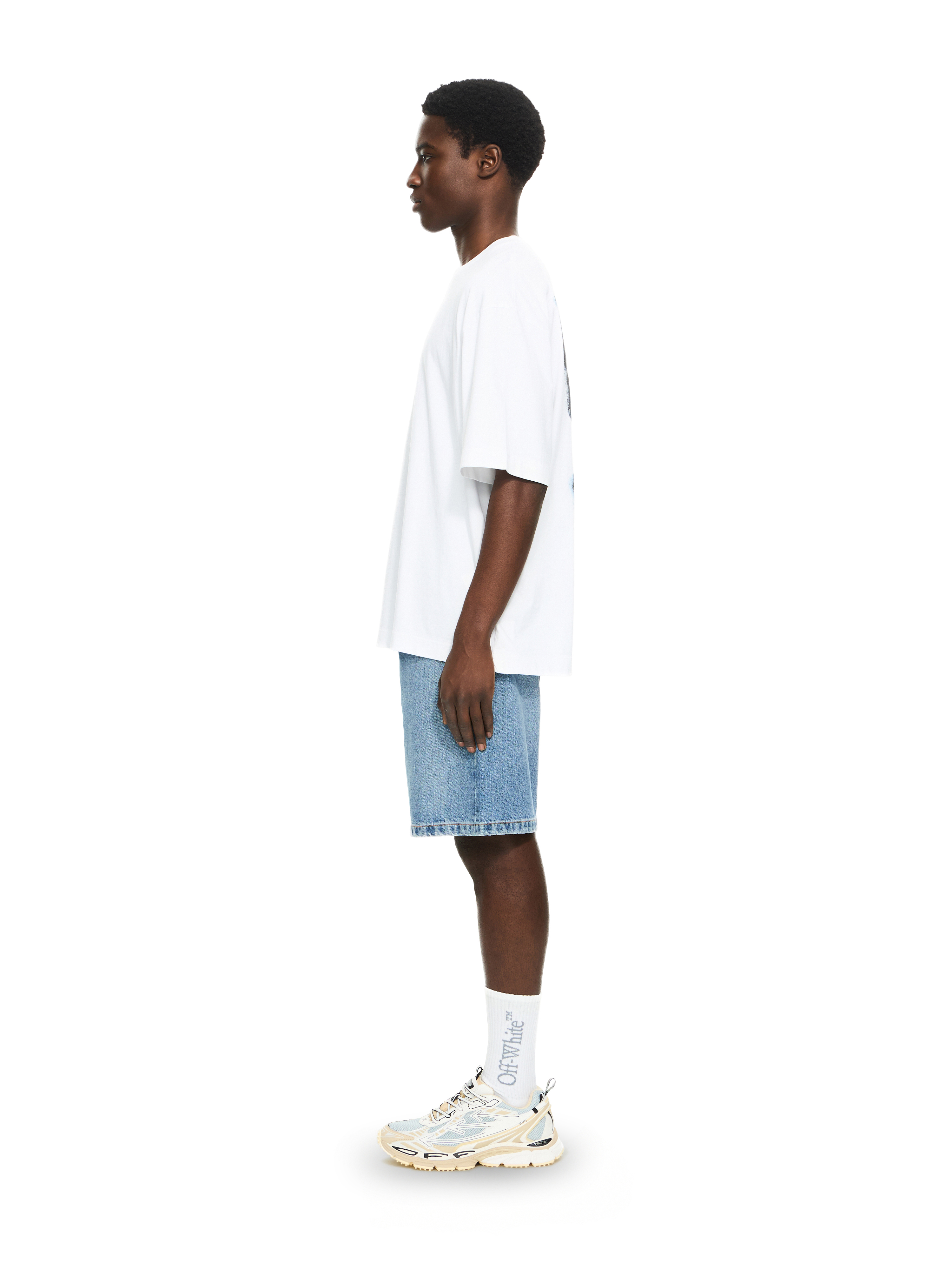  Off White Half Arrow Denim Shorts - Male Jeans Light Medium Blue 30 