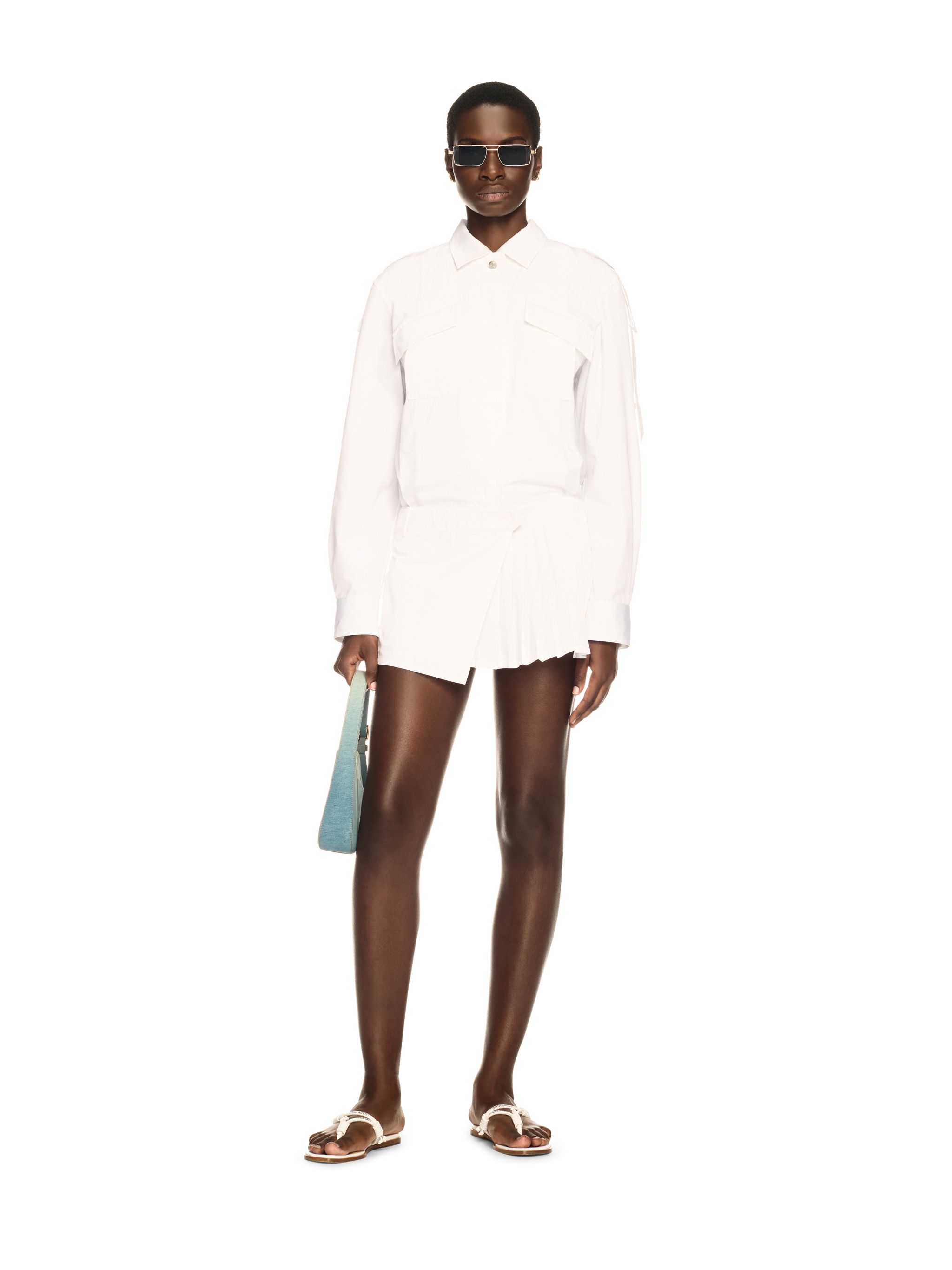  Off White White Savana Poplin Mini Dress - Female  White 42 