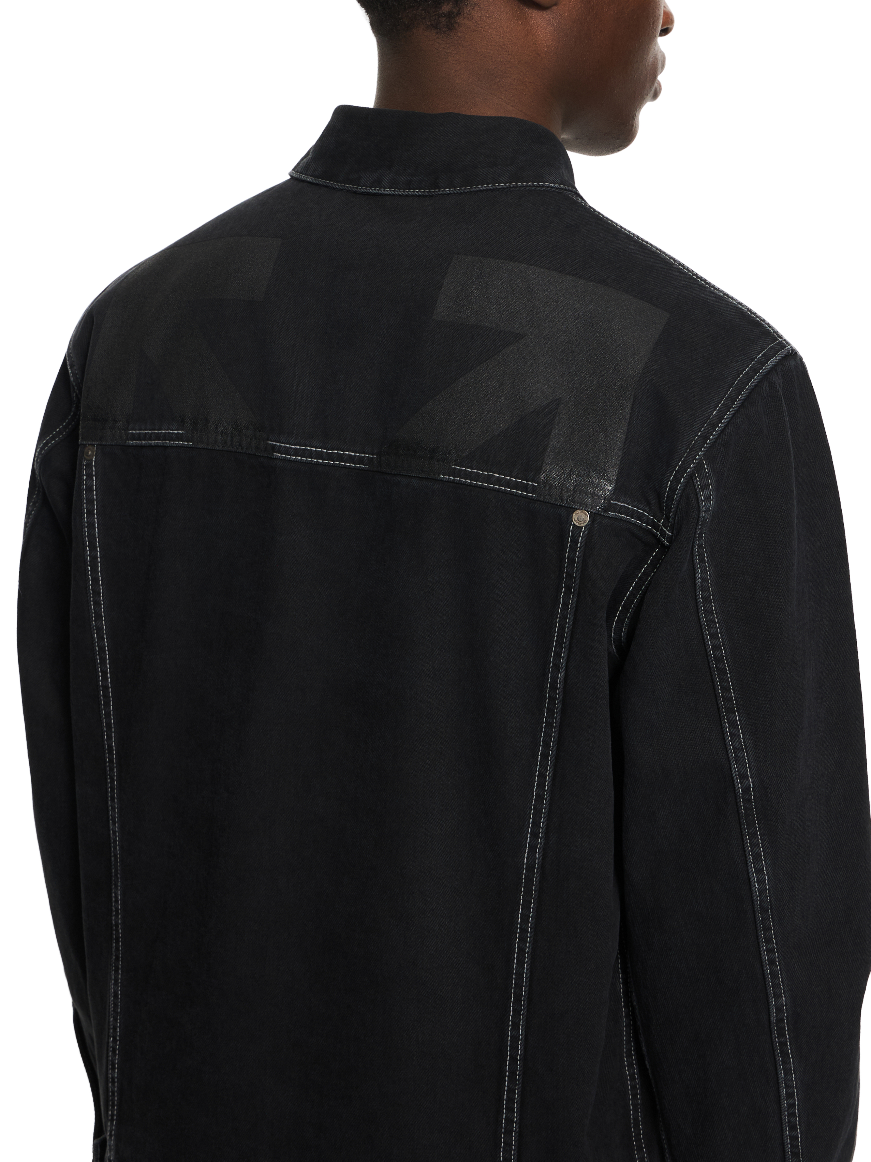  Off White Half Arrow Denim Skate Jacket - Male Jeans Stone Raw Black L 