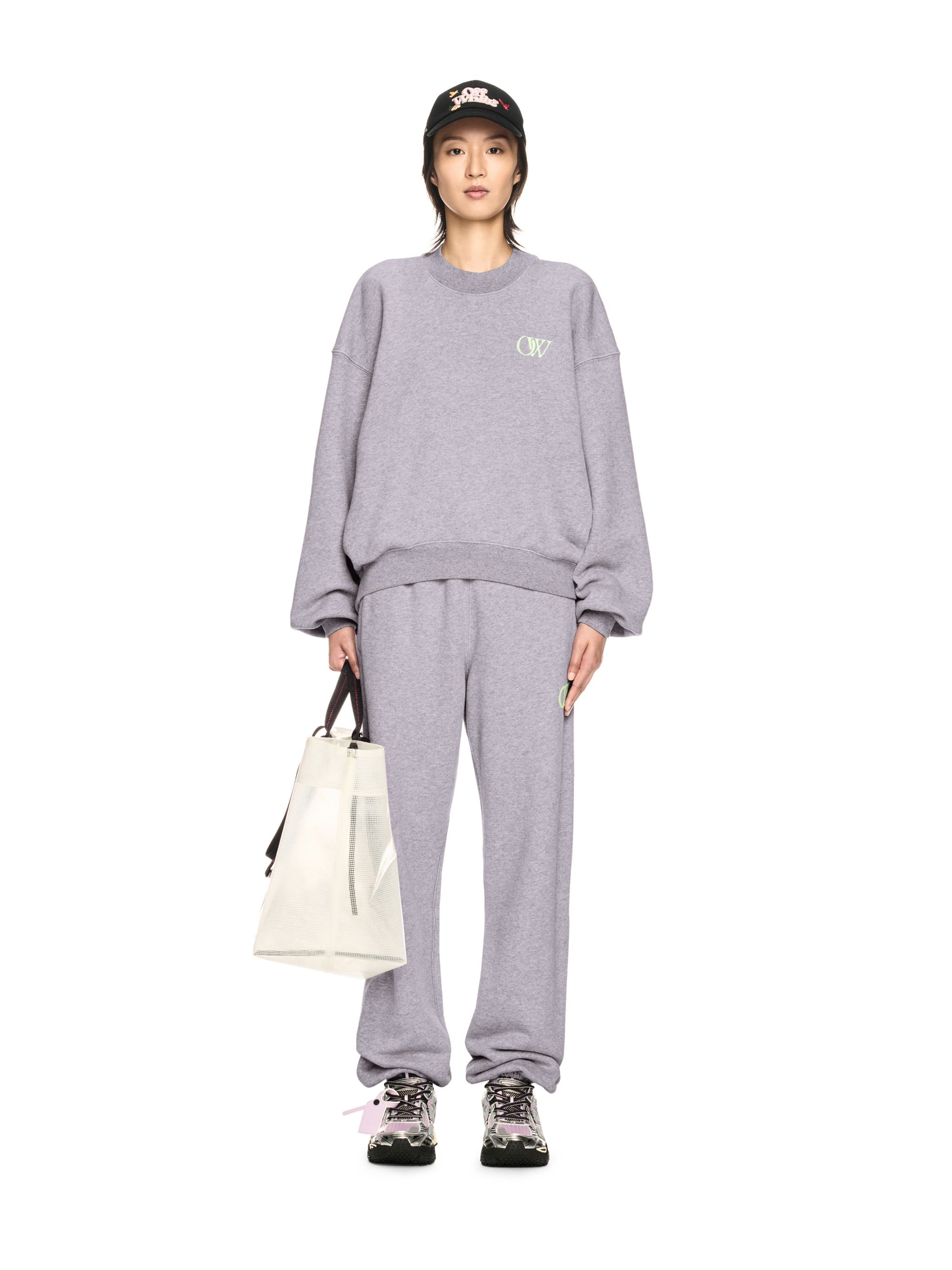 Off-white Gray Embroidered Ow Sweatshirt In Gray
