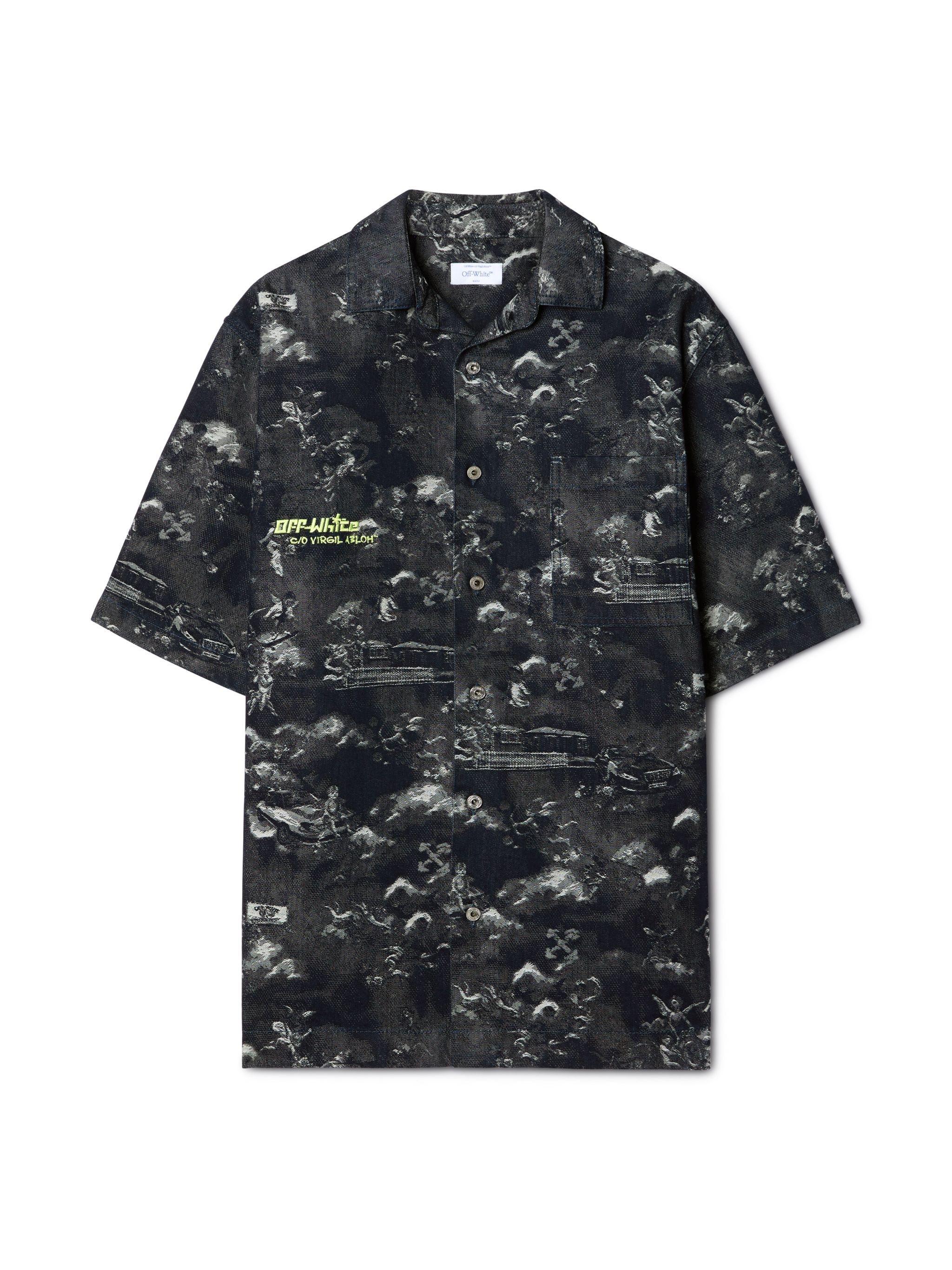 Off-white Off White Men Jacquard Fresco Bowling Shirt In Blue
