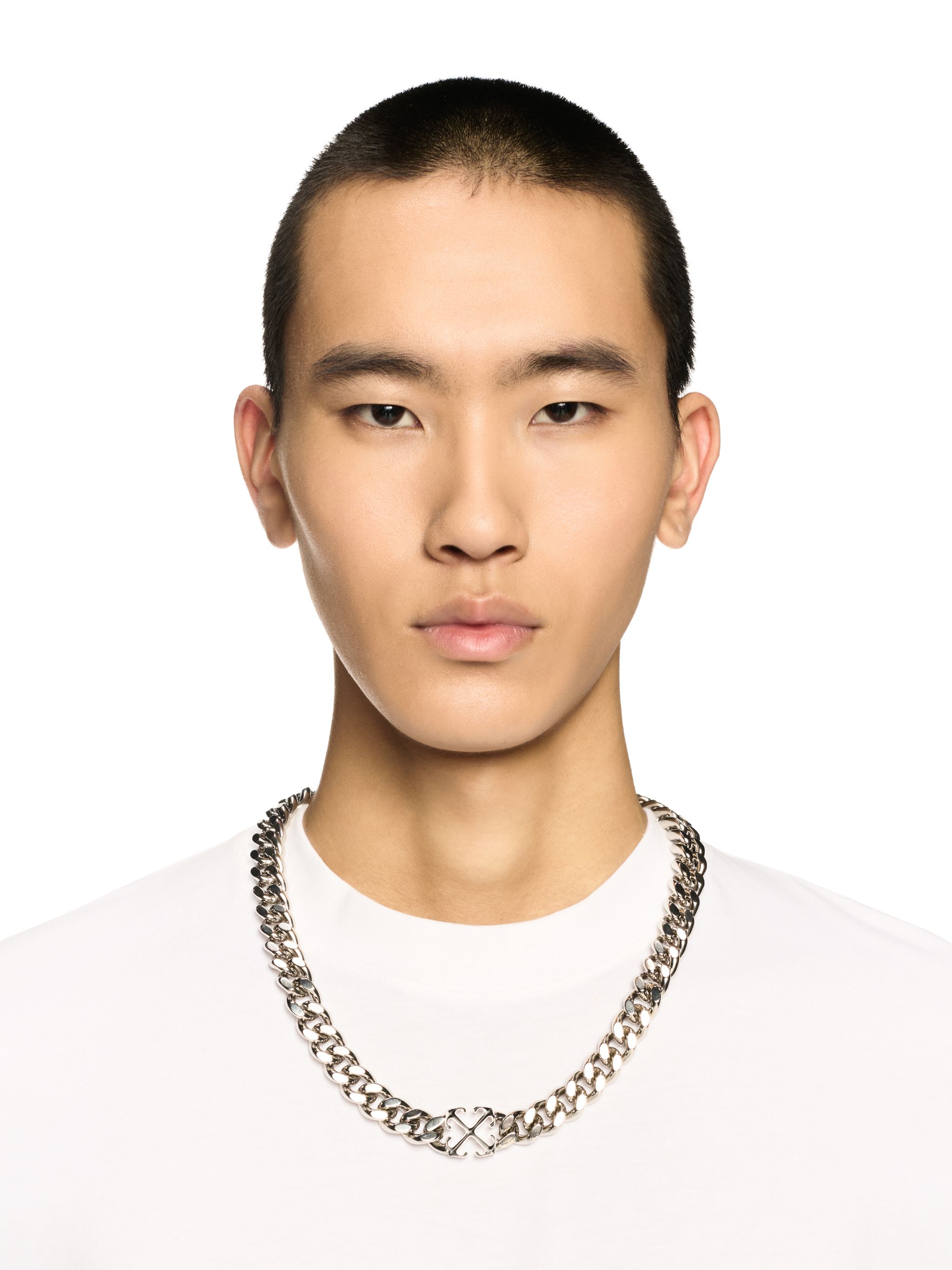 Off-white Arrow Chain-linked Necklace In Silver
