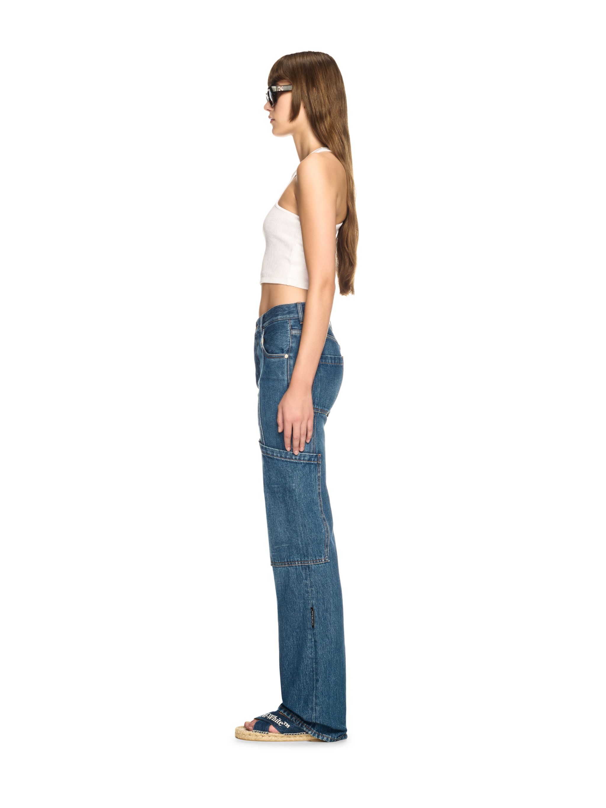  Off White Denim Cargo Pants - Female Sale Check Blue 27 