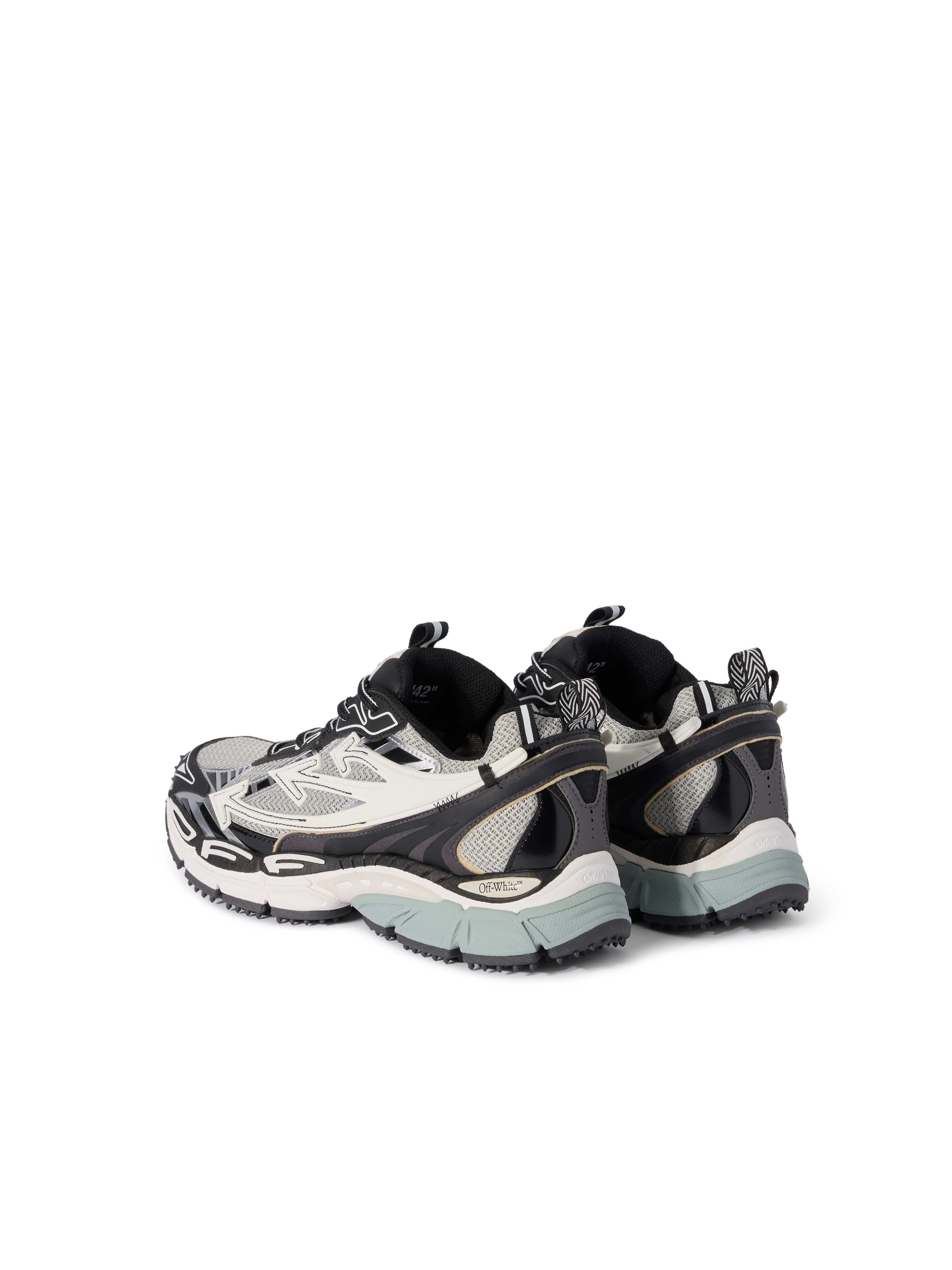 Off-white Ow Be Right Back Grey Low Top Sneakers With Zip-tie Detail In Mesh And Leather Man In White