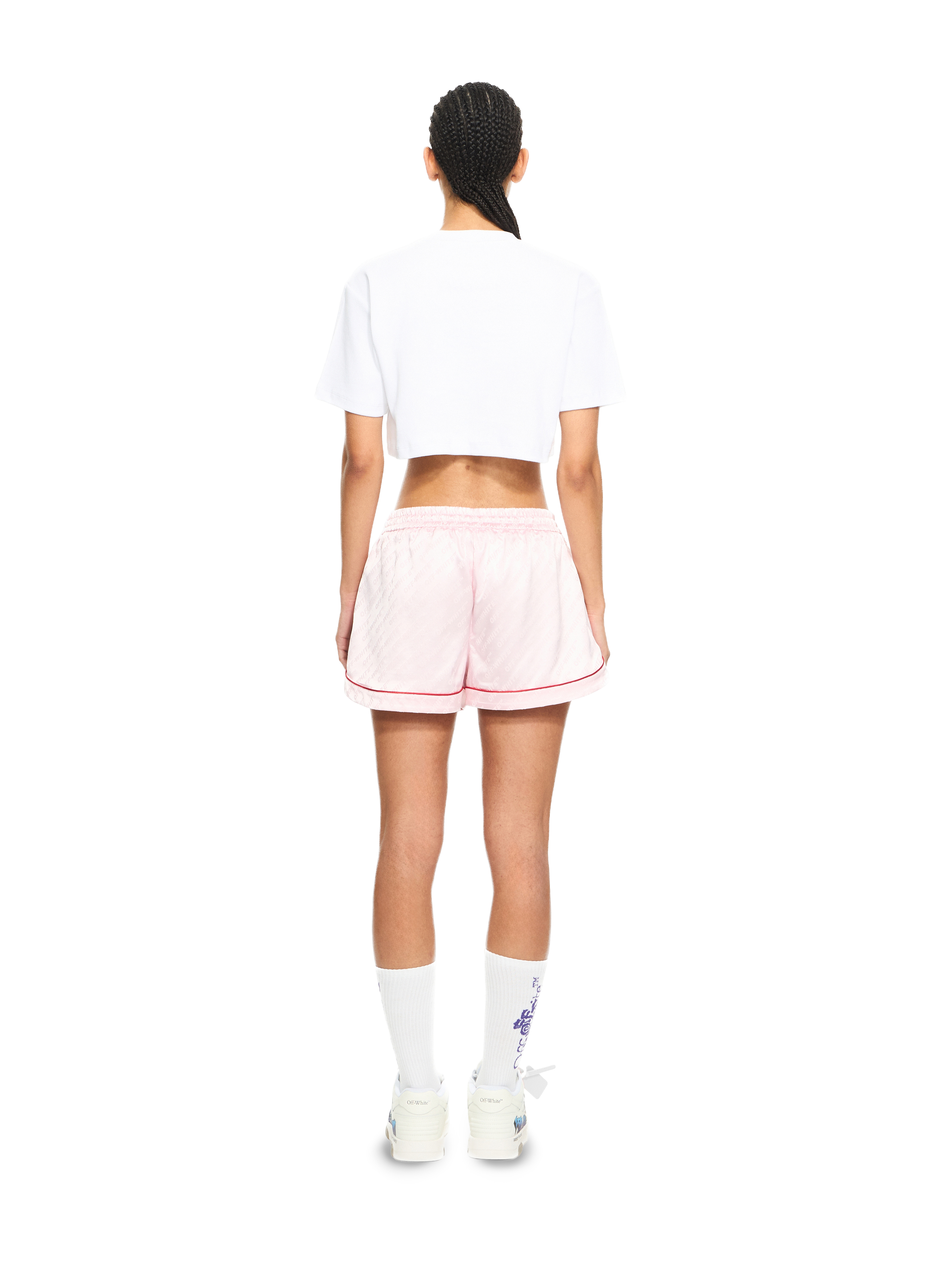 Off-white Crew Neck Boxy Cropped T-shirt In White