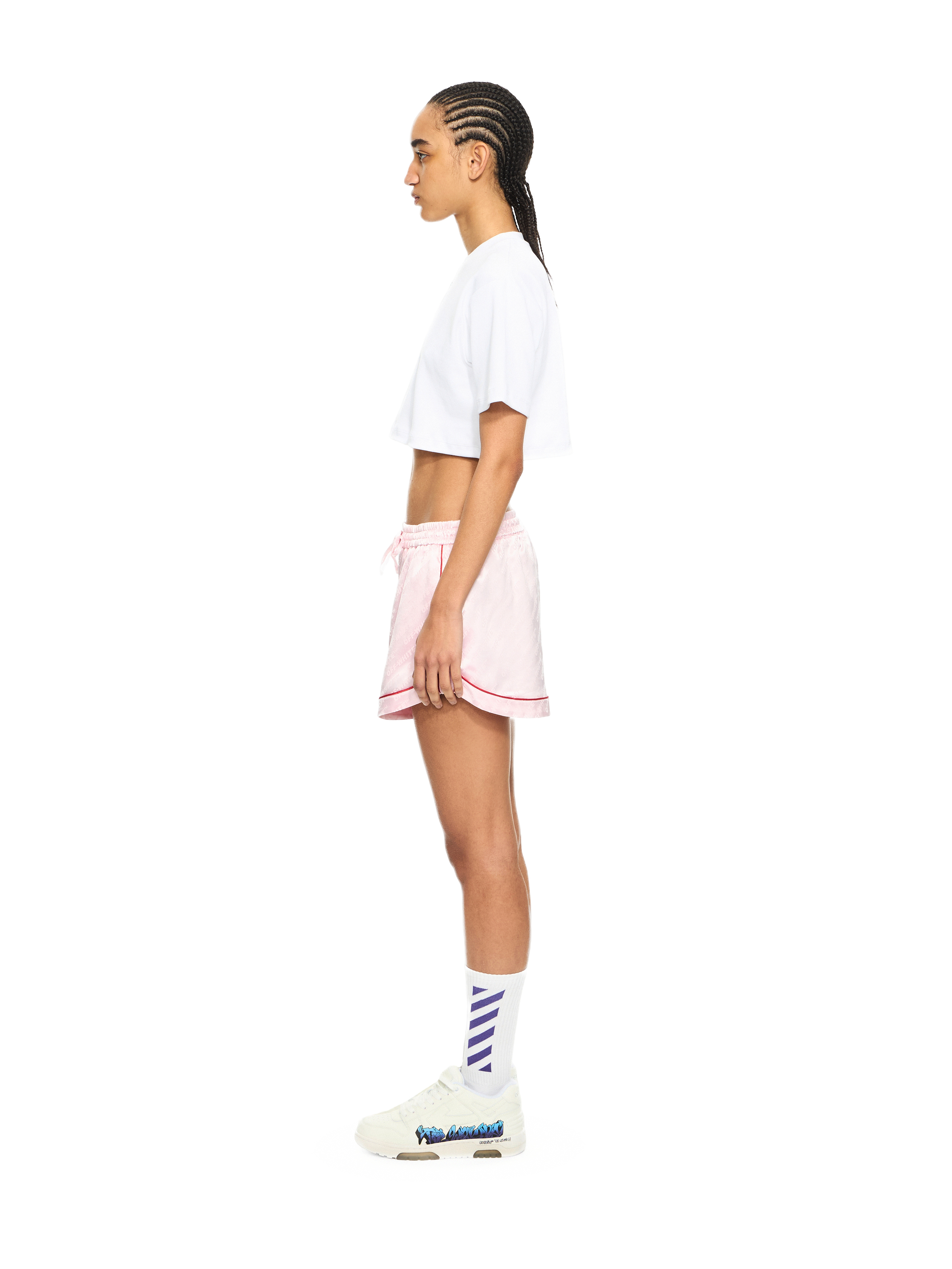 Off-white Crew Neck Boxy Cropped T-shirt In White