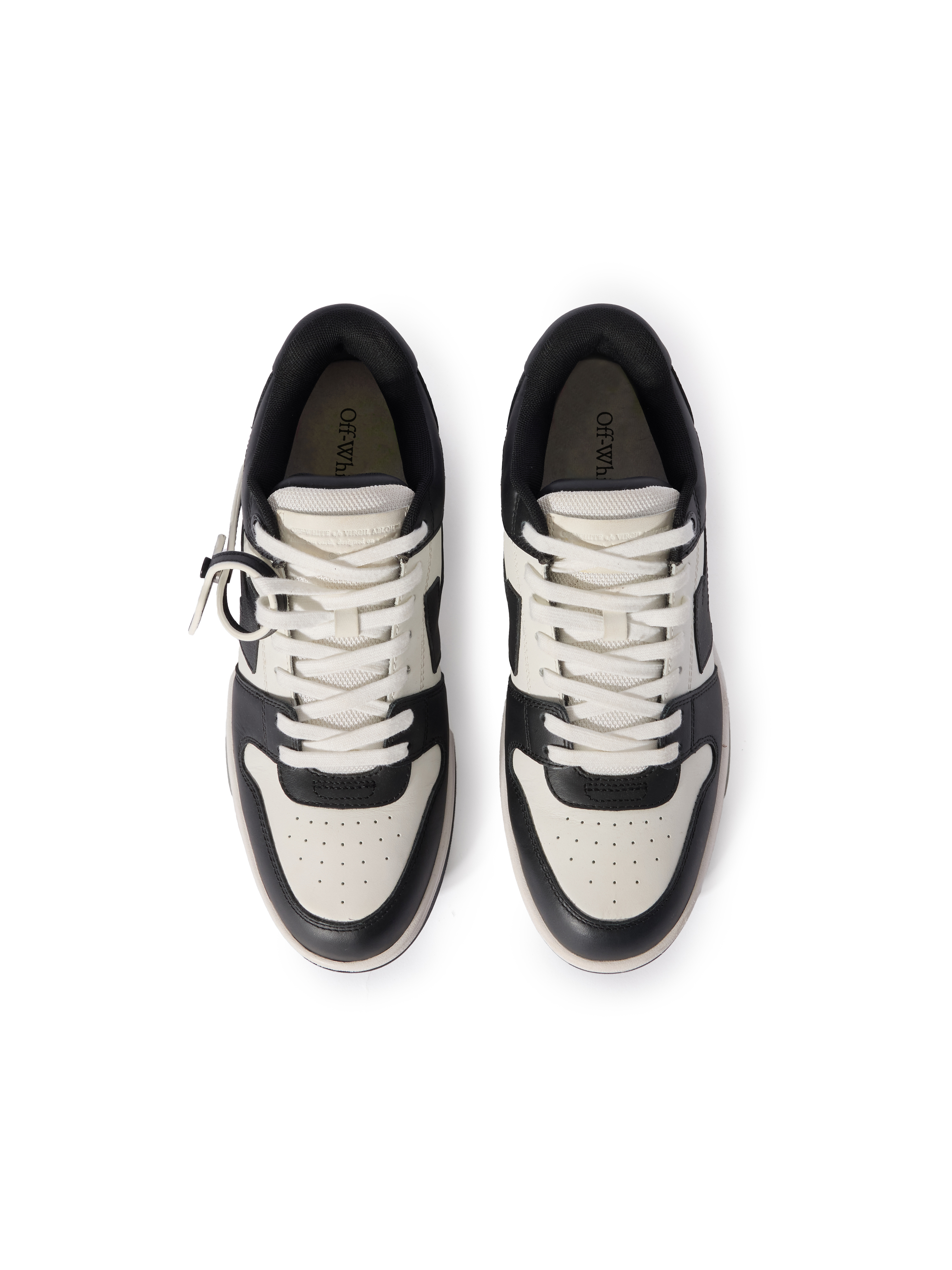 Off-white Low-top Sneakers With Iconic Branding And Rubber Sole In Black