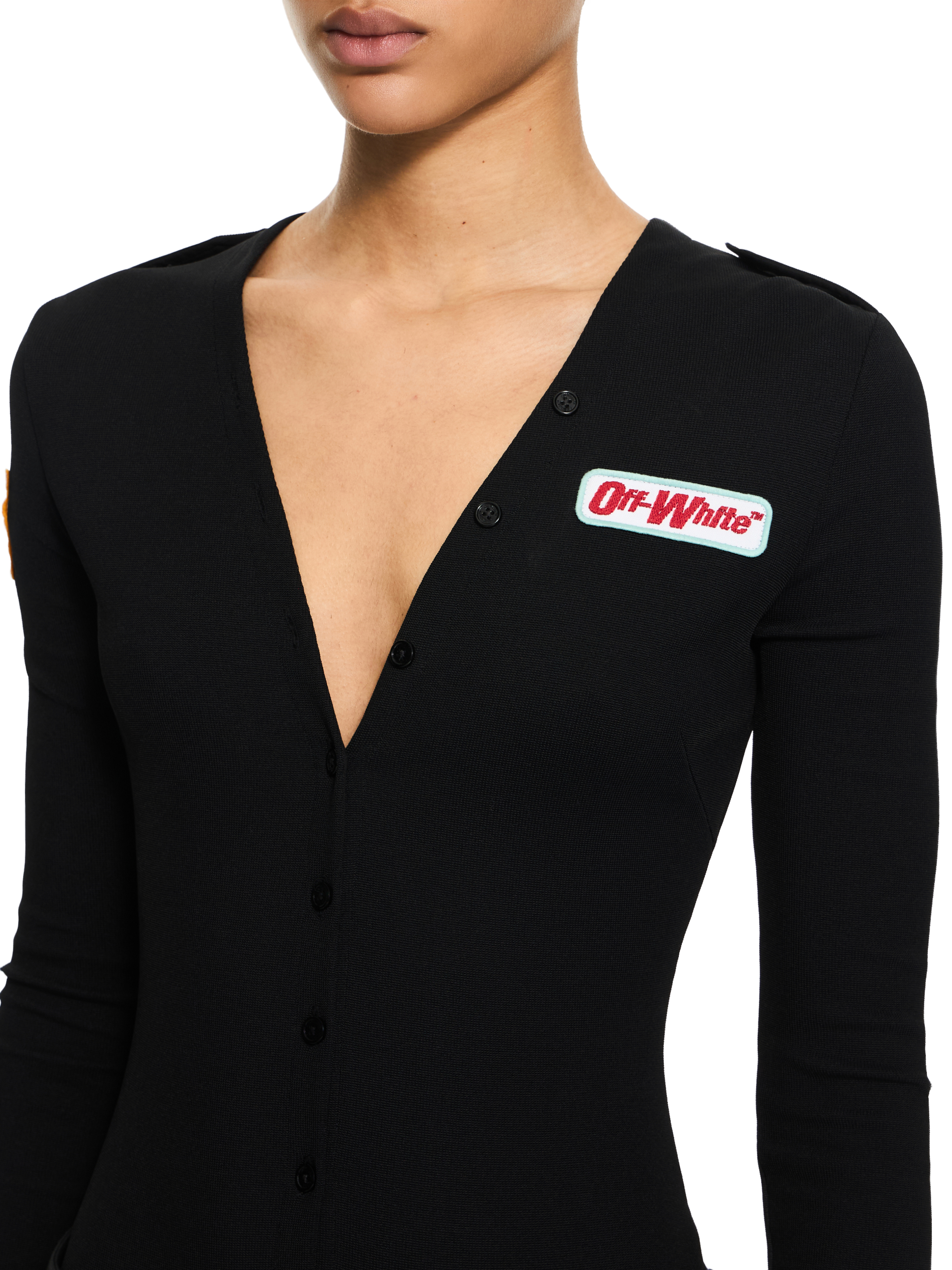 Off-white Heavy Jersey Button-up Bodysuit In Black