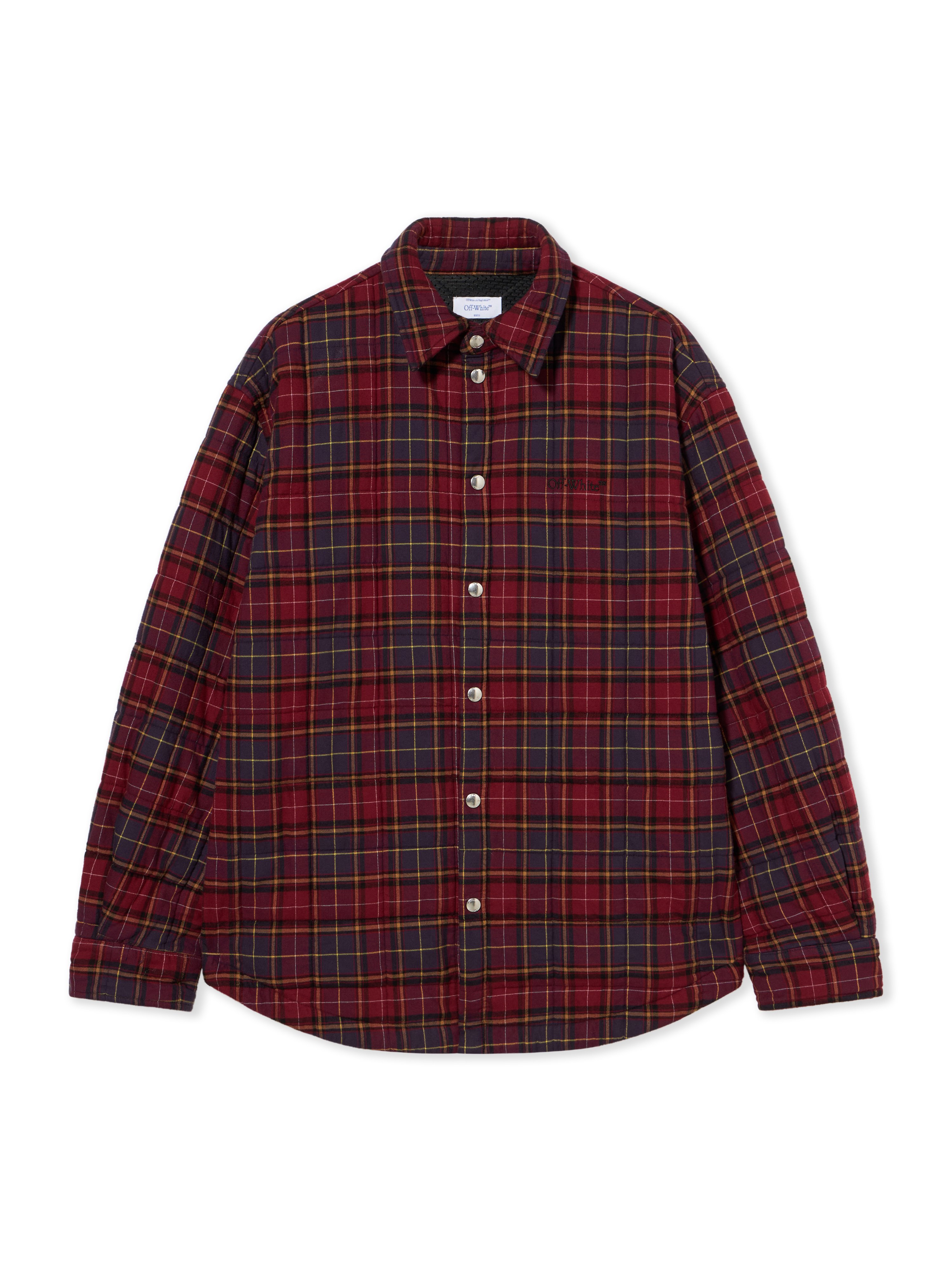 Off-white Spray Arrow Check Flannel Overshirt In Black